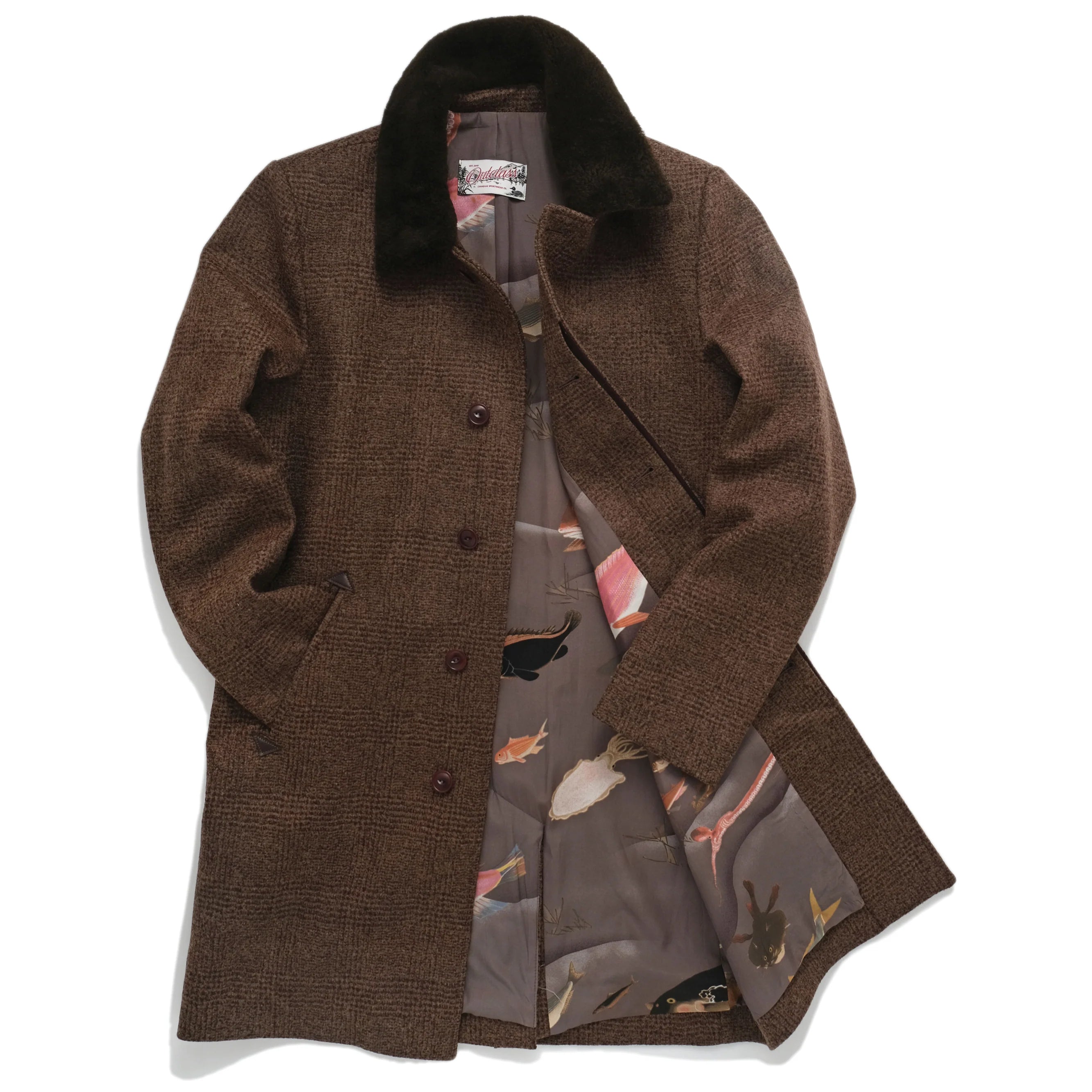 Brown Boucle Mac Coat