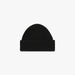 Black knit beanie on a white background