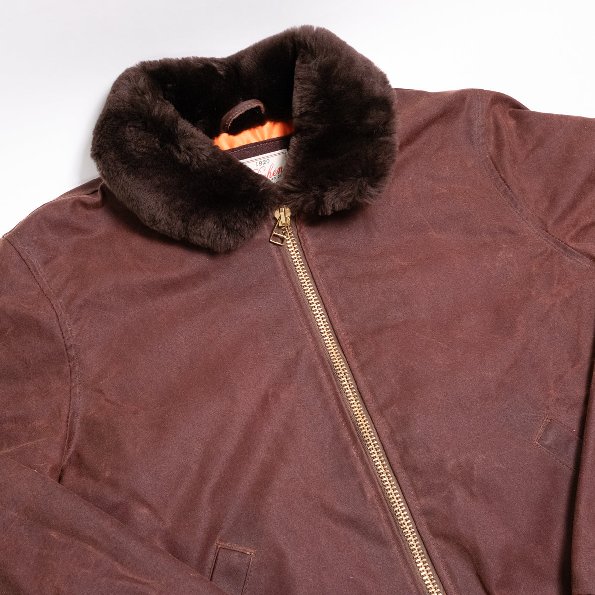 Flyer's Club Jacket Waxed Canvas Fig/Brown