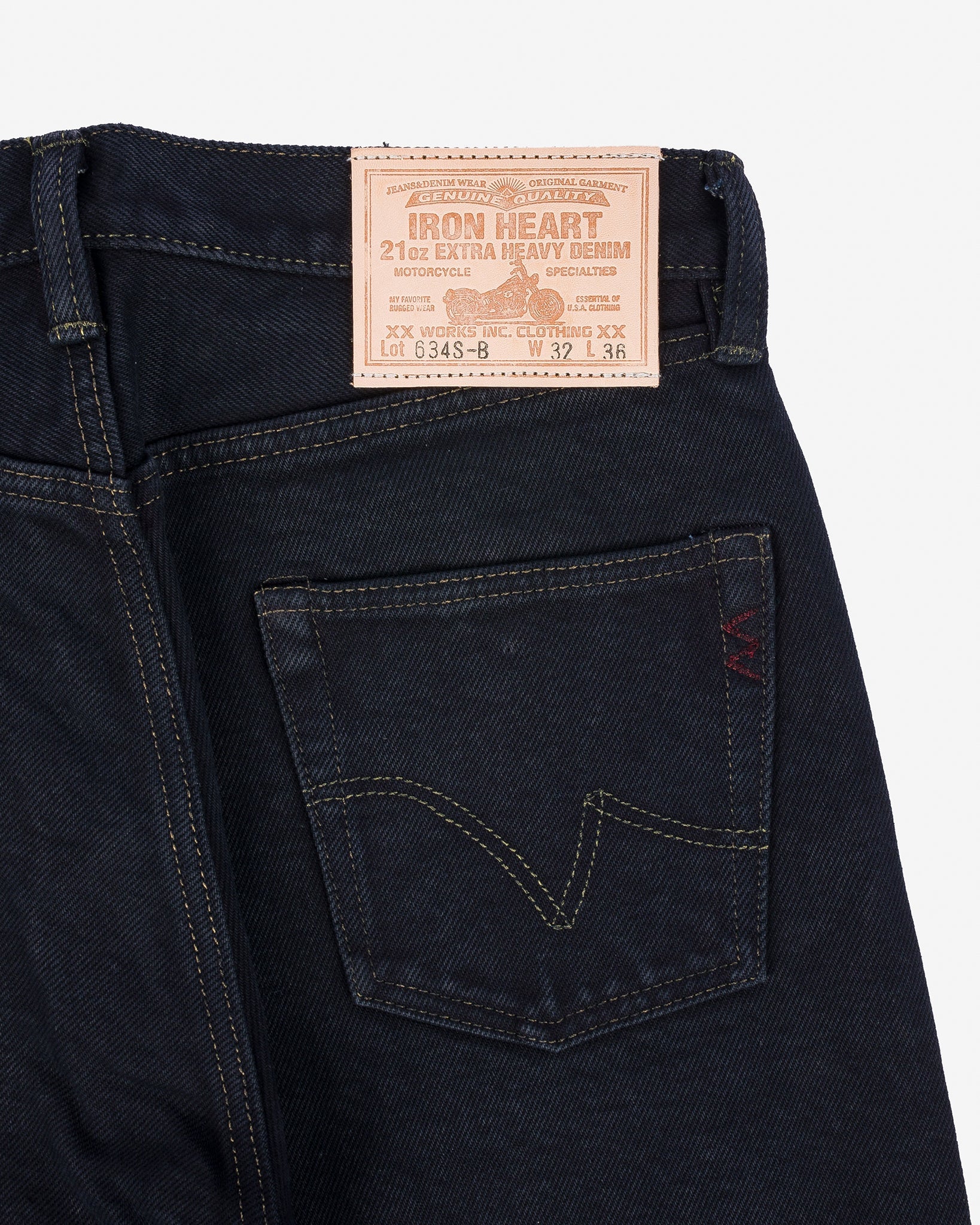IH-634S-B 21oz Selvedge Denim Straight Cut Jeans - Indigo Overdyed Black