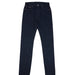 Pair of dark blue jeans on a white background