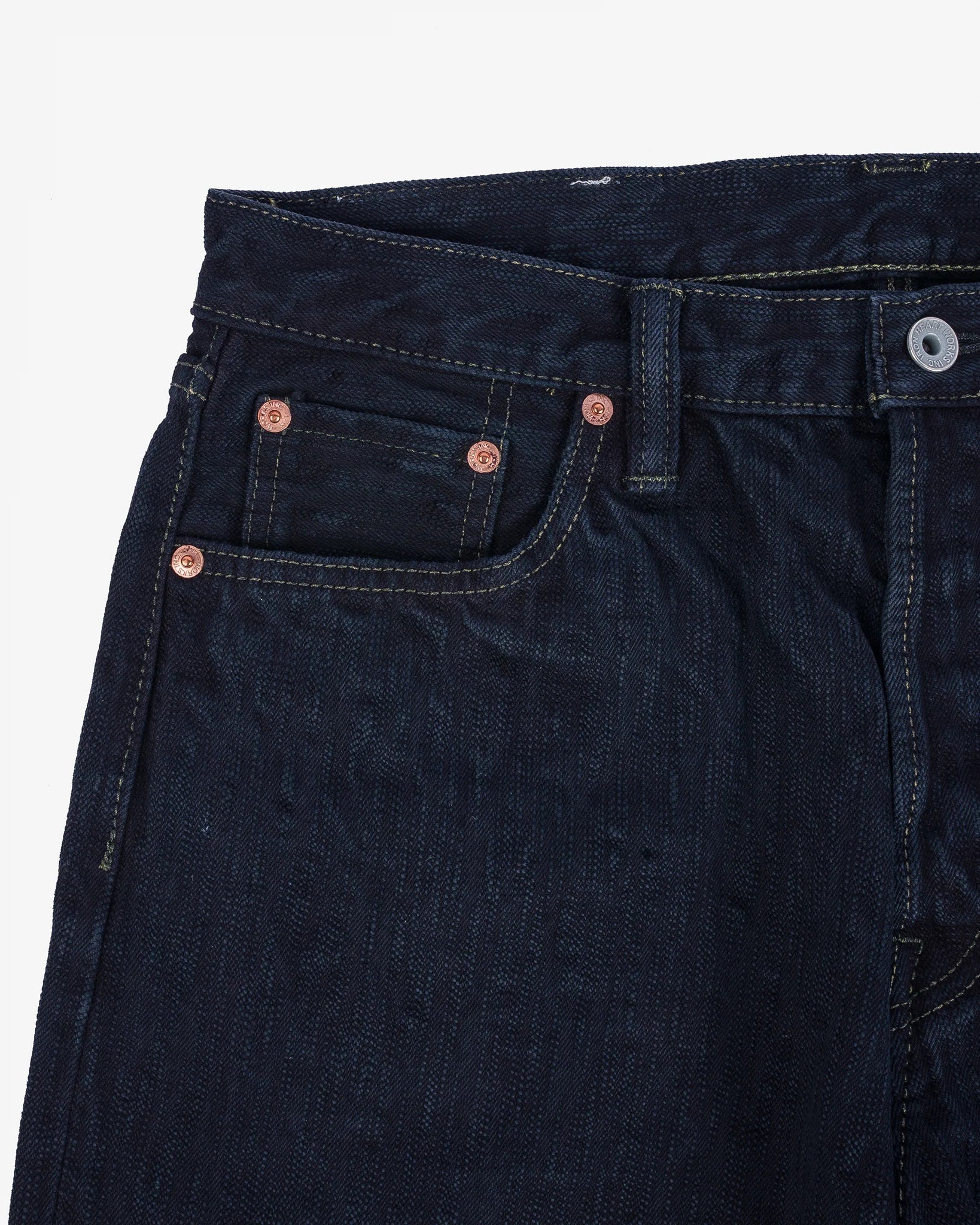 IH-888S-SLBod 16oz Slubby Selvedge Denim Relaxed Tapered Cut Indigo Overdyed Black