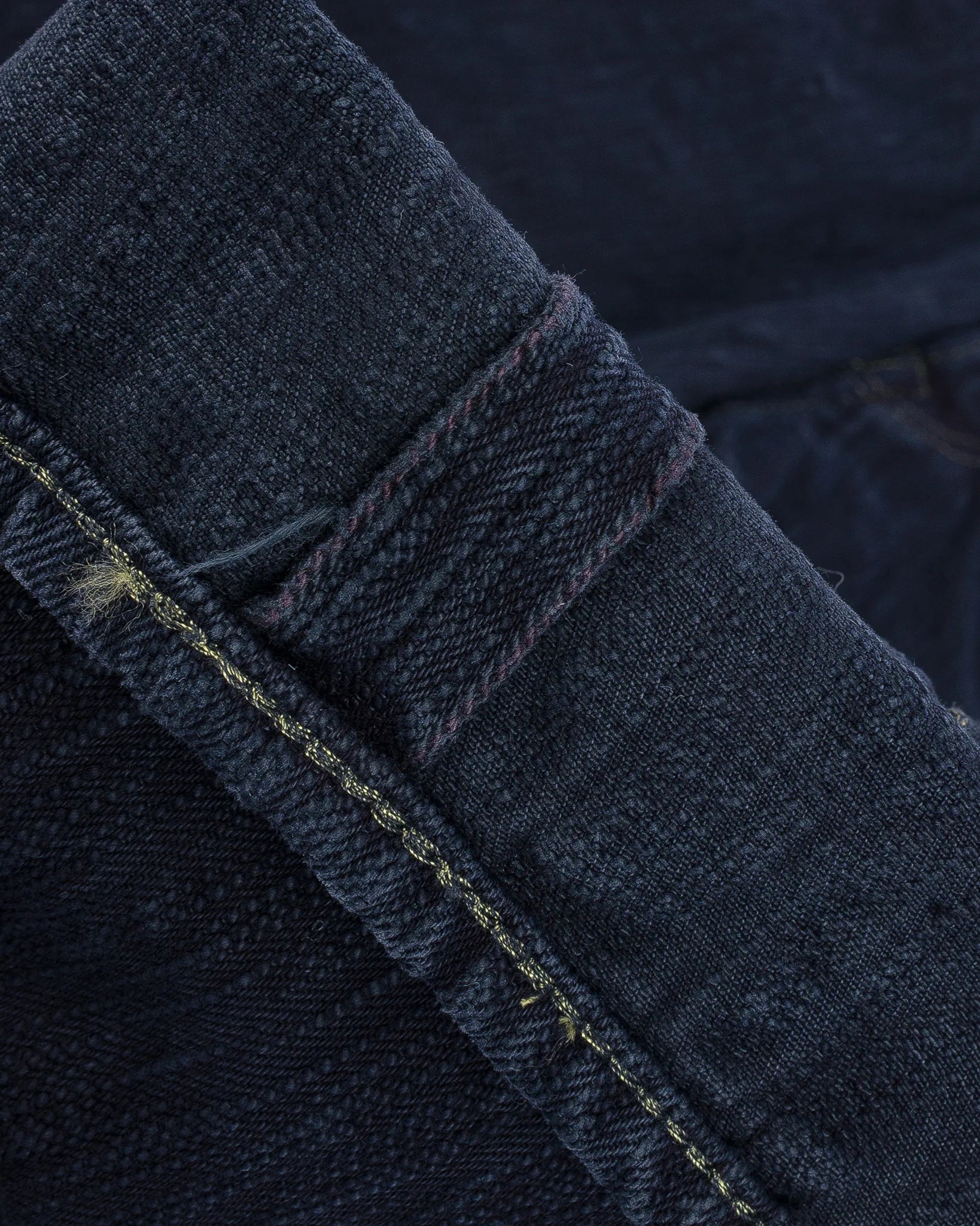 IH-888S-SLBod 16oz Slubby Selvedge Denim Relaxed Tapered Cut Indigo Overdyed Black