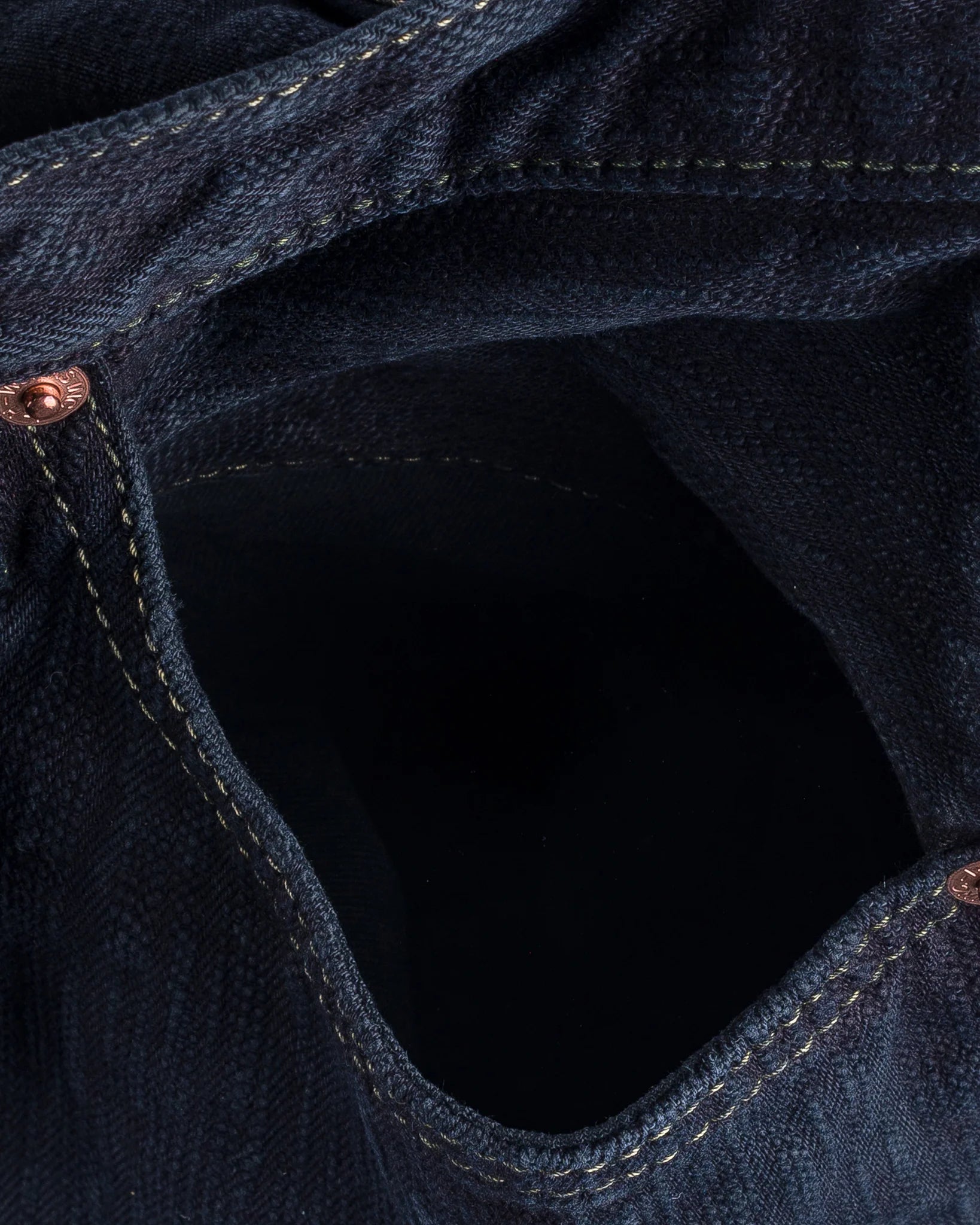 IH-888S-SLBod 16oz Slubby Selvedge Denim Relaxed Tapered Cut Indigo Overdyed Black