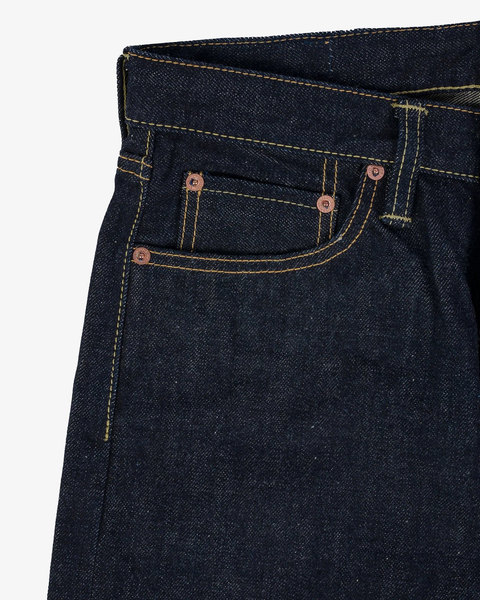 IH-888N 17oz Selvedge Denim Medium/High Rise Tapered Cut Jeans - Natural Indigo