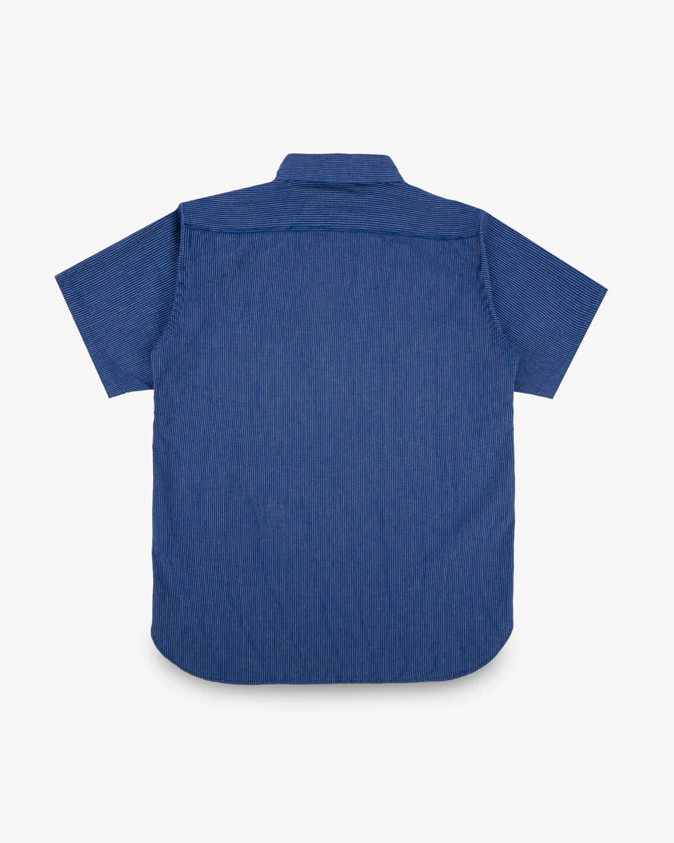 IHSH-420-PIN 5oz Selvedge Ox Cloth Short Sleeved Work Shirt Pinstripe