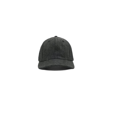 Black baseball cap on a light gray background