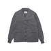 Gray cardigan with button details on a light gray background