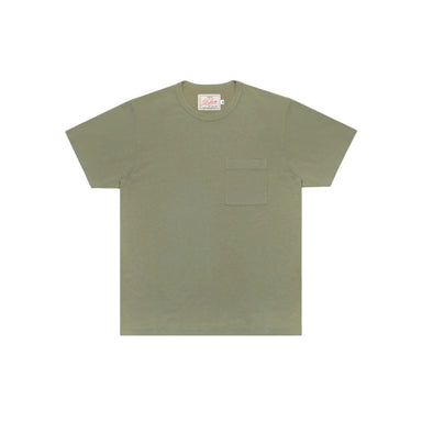 Green t-shirt with a pocket on a white background