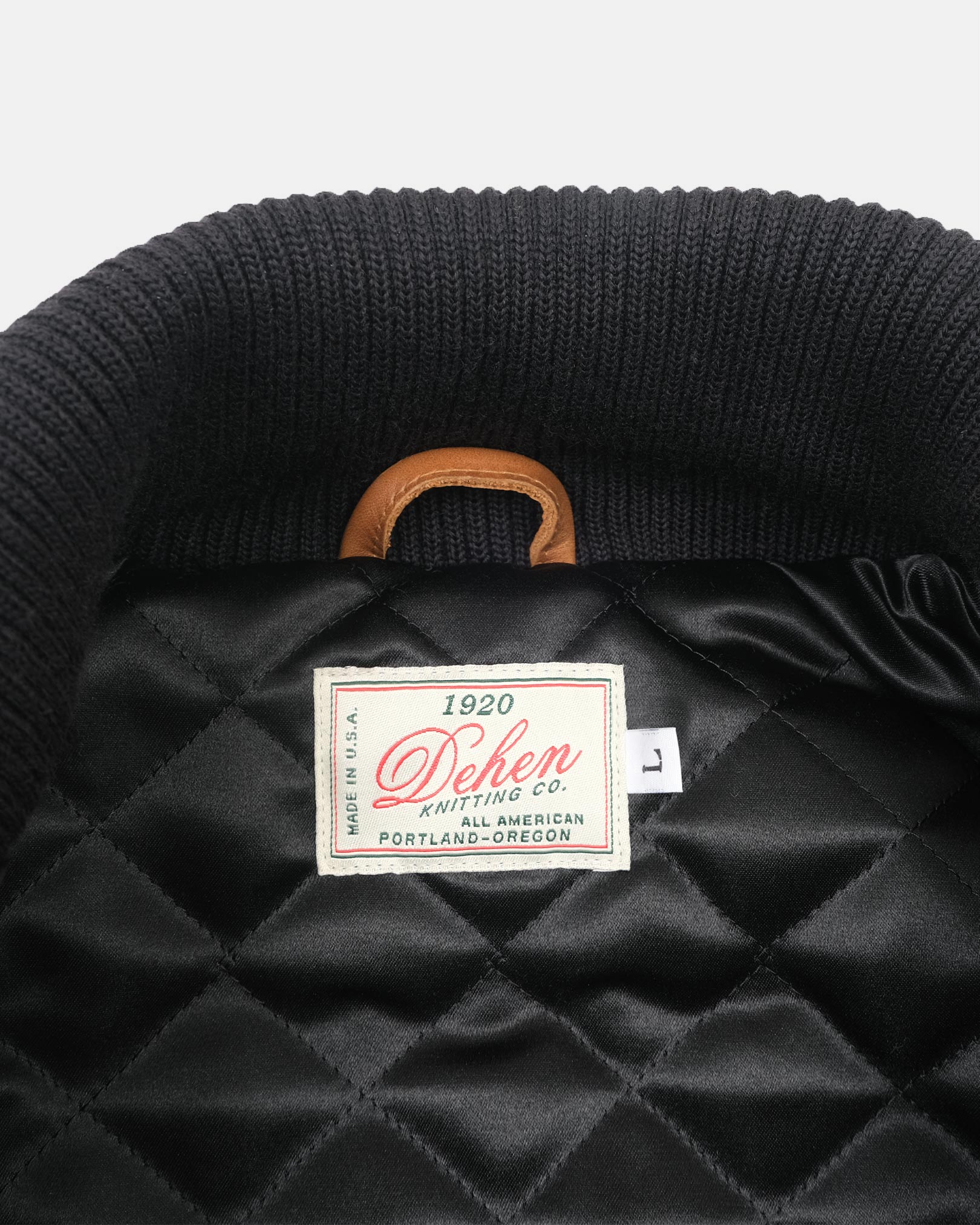 Raglan Varsity Jacket Granite Wool Rust Leather