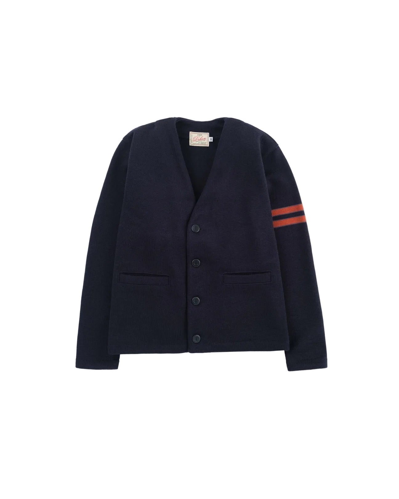 Slouchy Varsity Cardigan Sweater Dark Navy / Burnt Orange