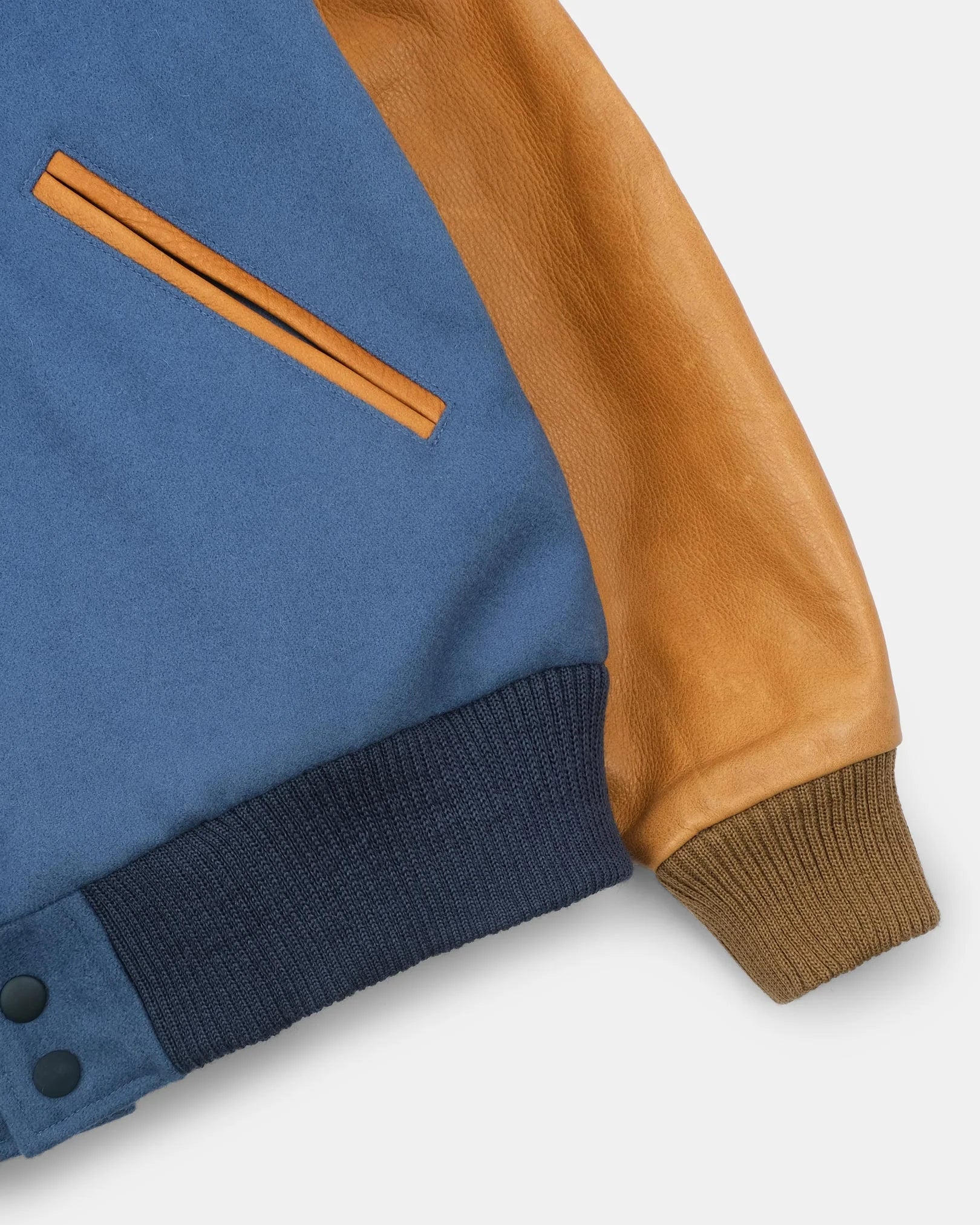 Varsity Jacket Steel Blue Melton/Rust