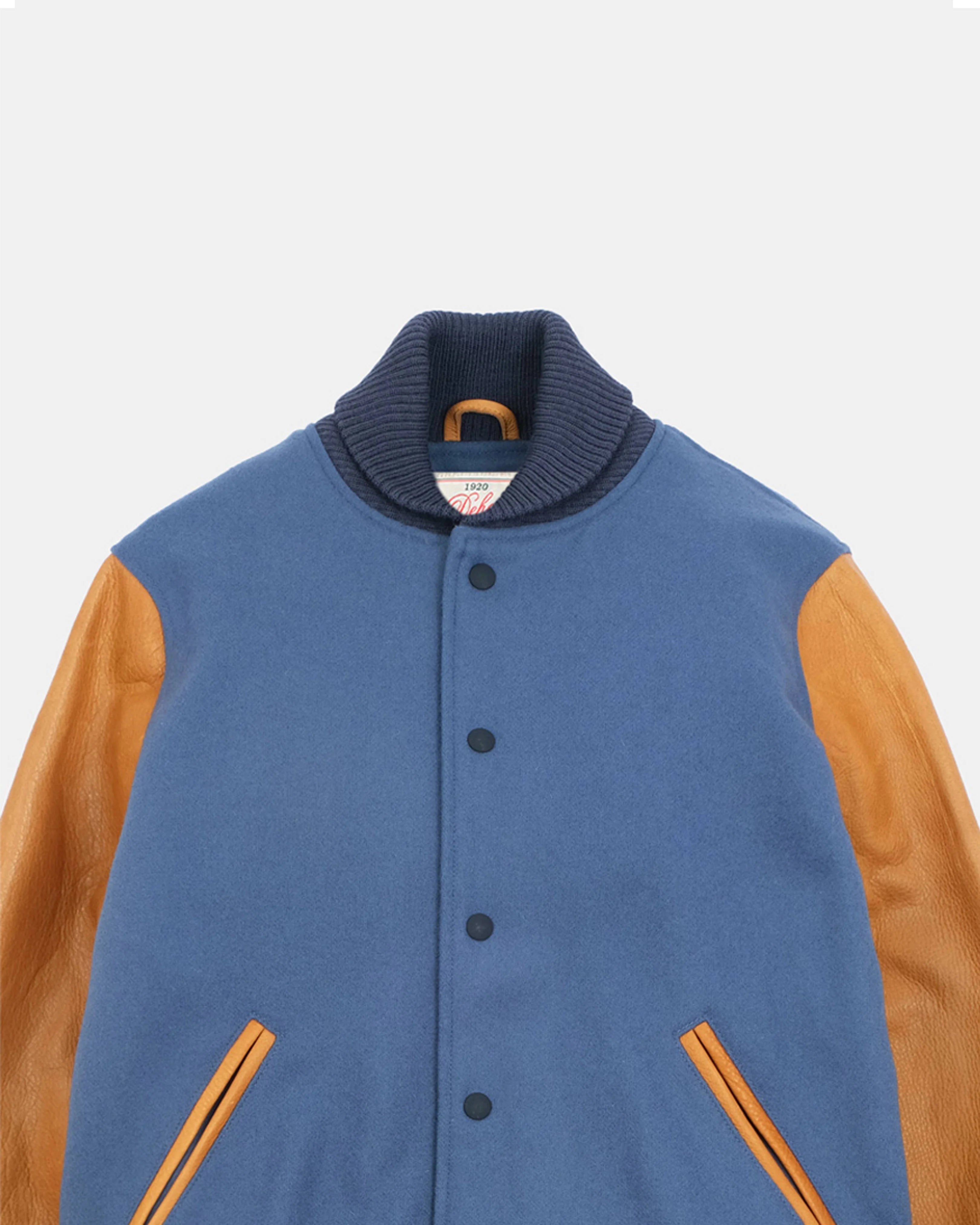 Varsity Jacket Steel Blue Melton/Rust