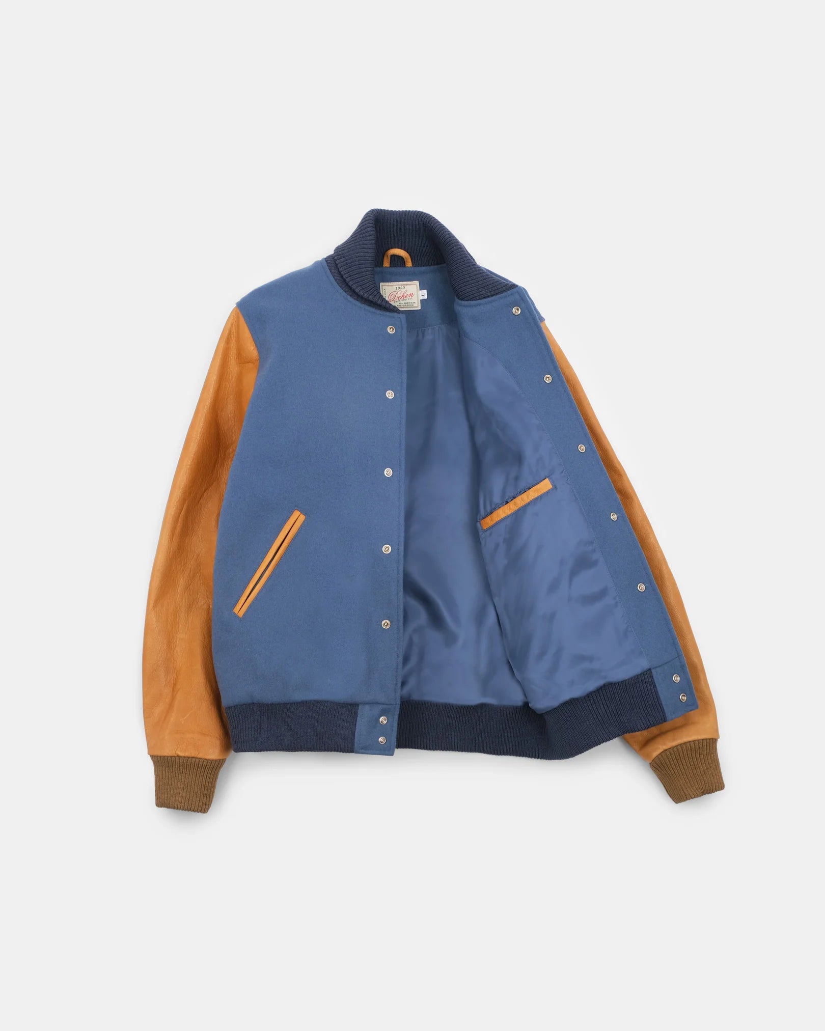 Varsity Jacket Steel Blue Melton/Rust