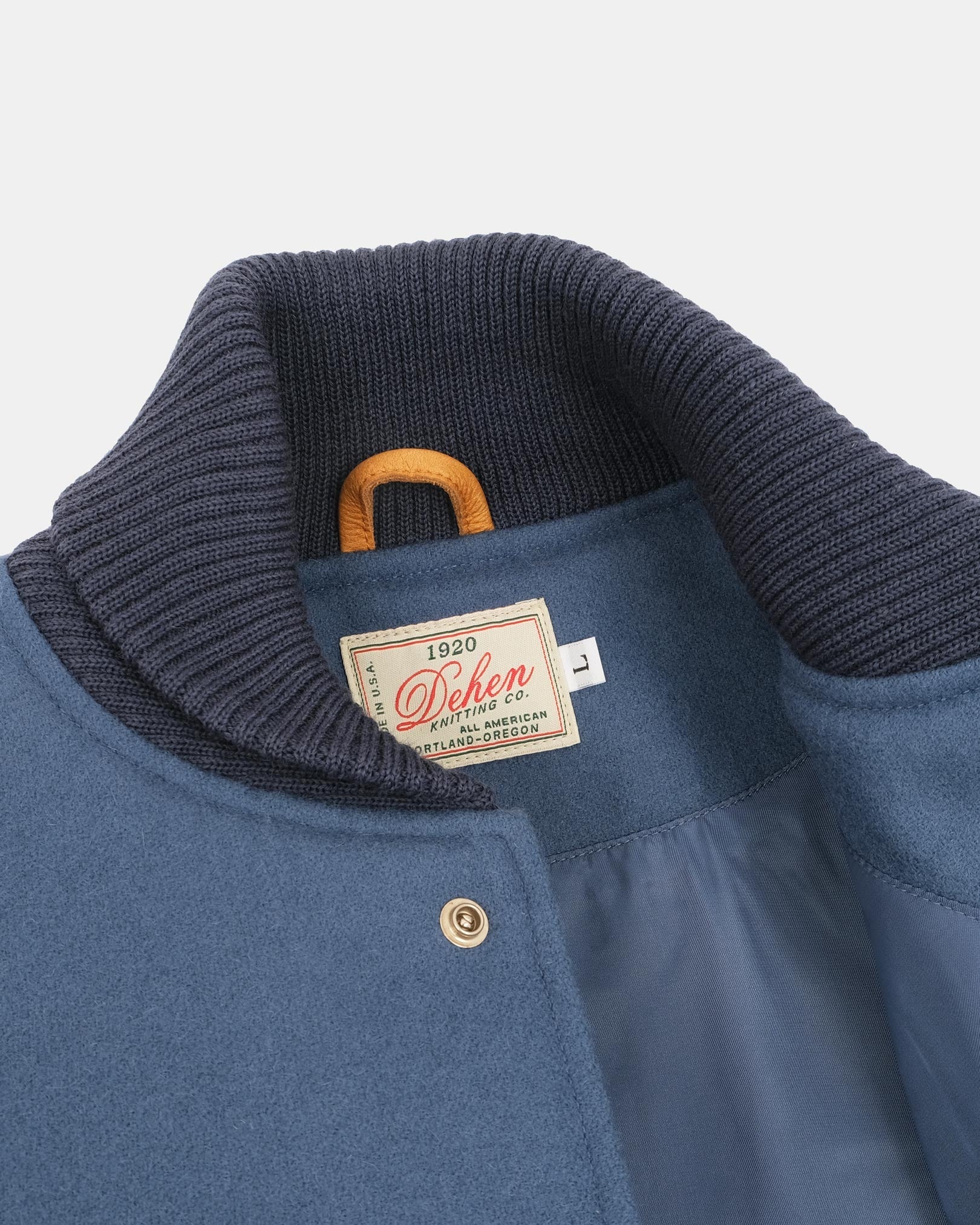 Varsity Jacket Steel Blue Melton/Rust