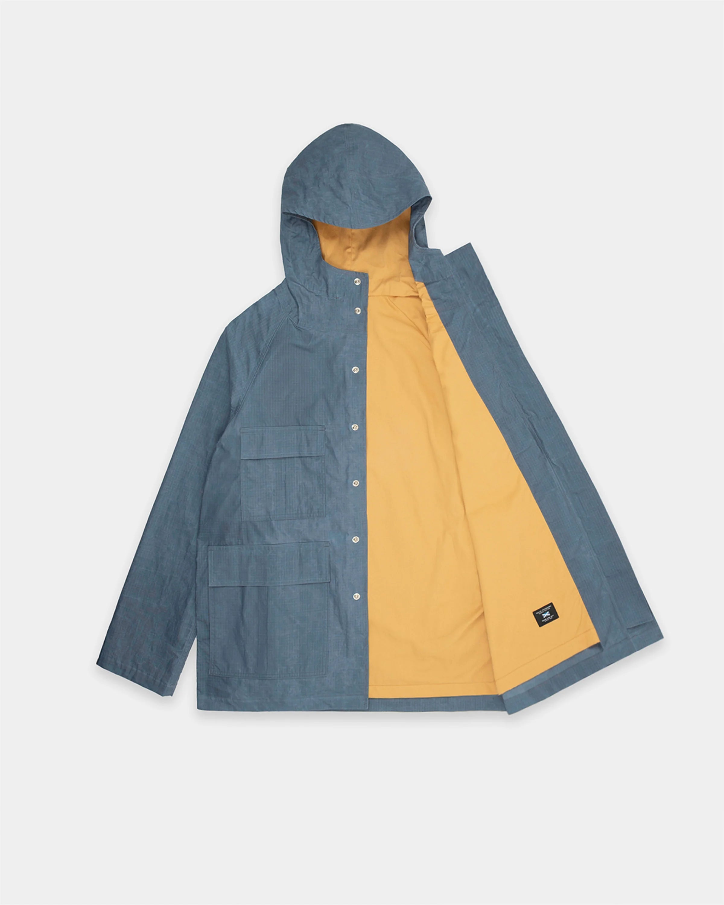 Heavy Duty Raincoat Dry Wax Faded Blue Ripstop