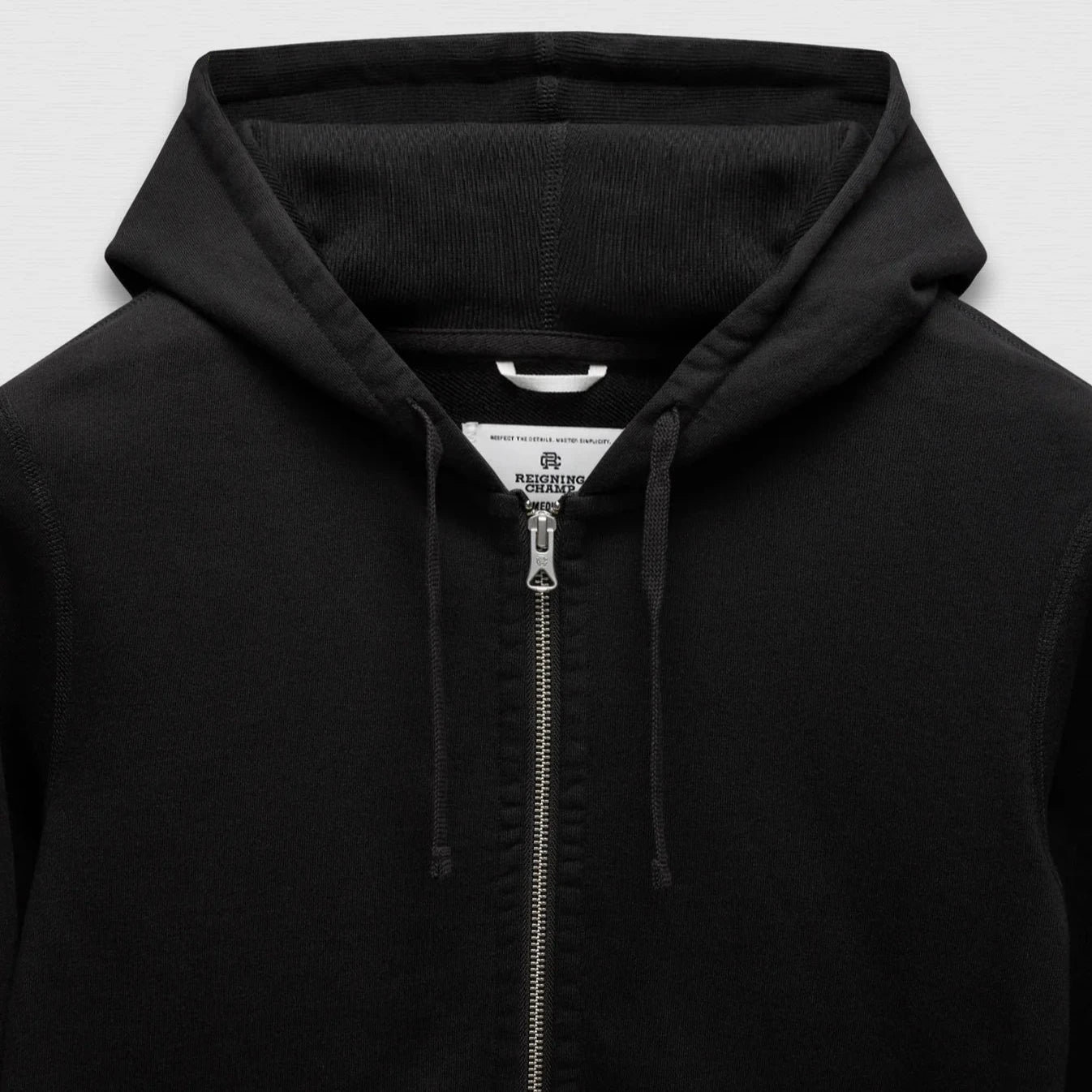 Midweight Terry Slim Zip Hoodie Black