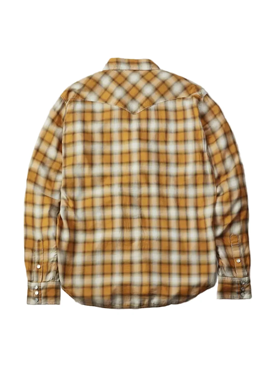FN-SCW-021L 3oz Ombre Check Western Shirt Yellow