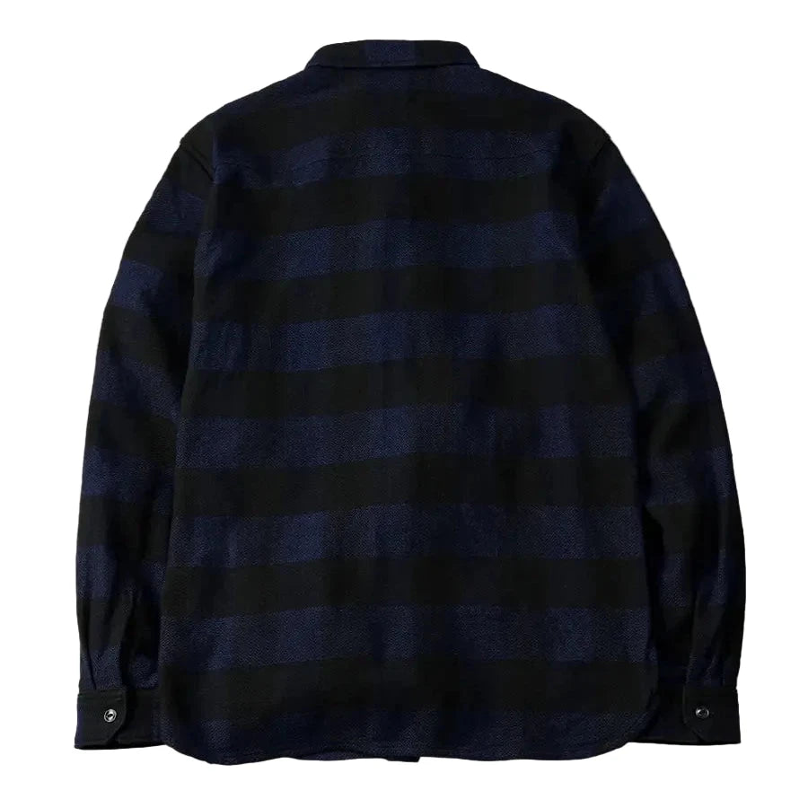 FN-SNR-101LSP Indigo-dyed Block Check Flannel Shirt - Blue
