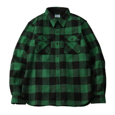 Green and black checkered shirt on a light gray background