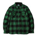 Green and black checkered shirt on a light gray background
