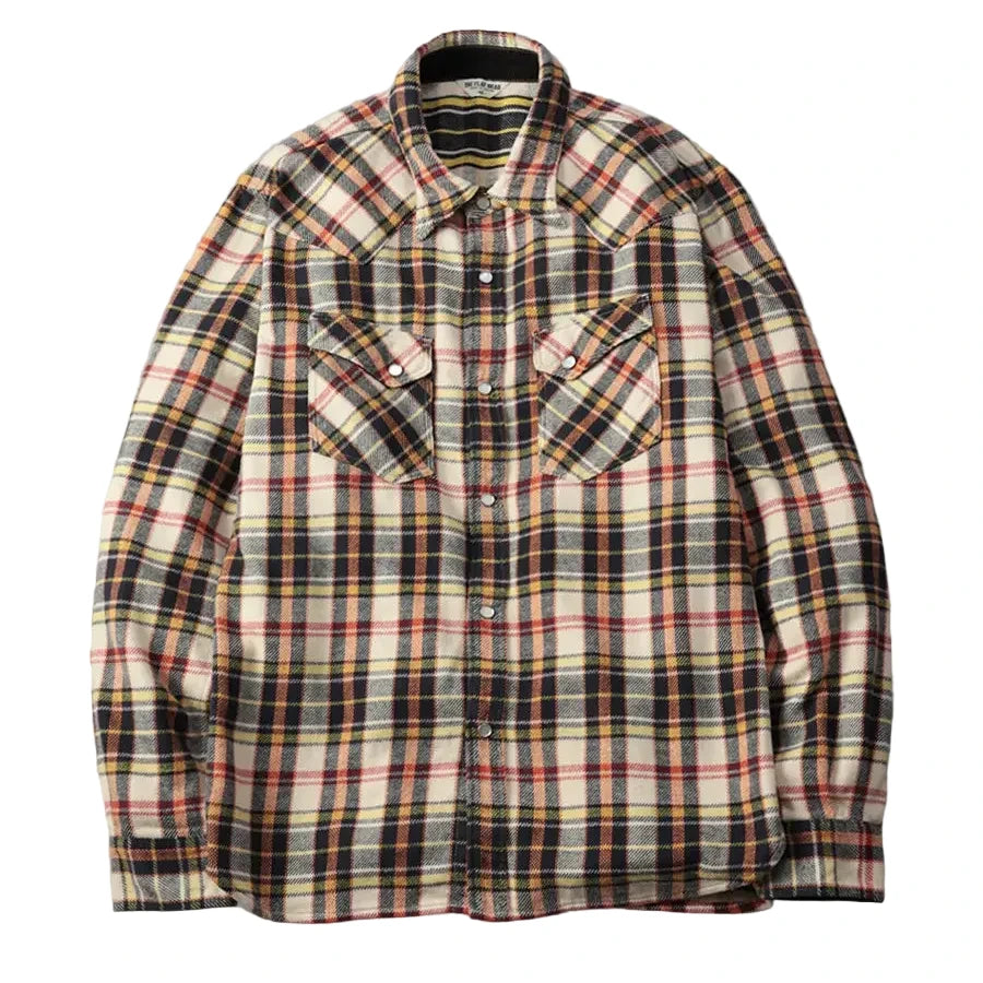 FN-SNW-014L Check Flannel Western Flannel Ivory/Black