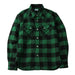 Green and black checkered shirt on a gray background