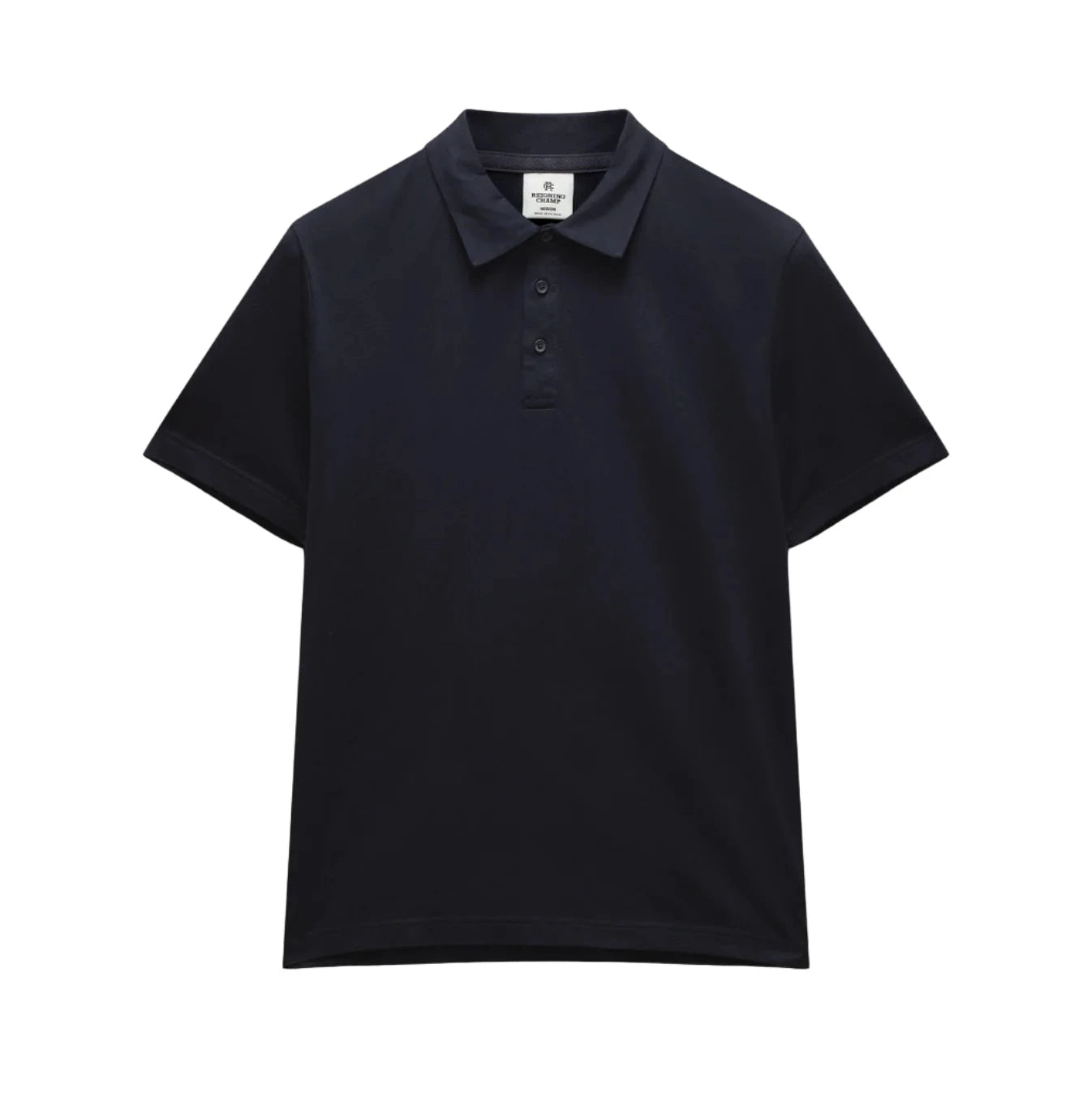Black polo shirt on a light gray background