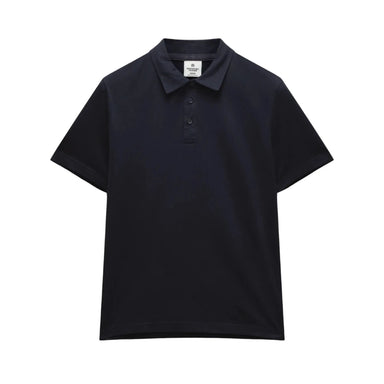Black polo shirt on a light gray background