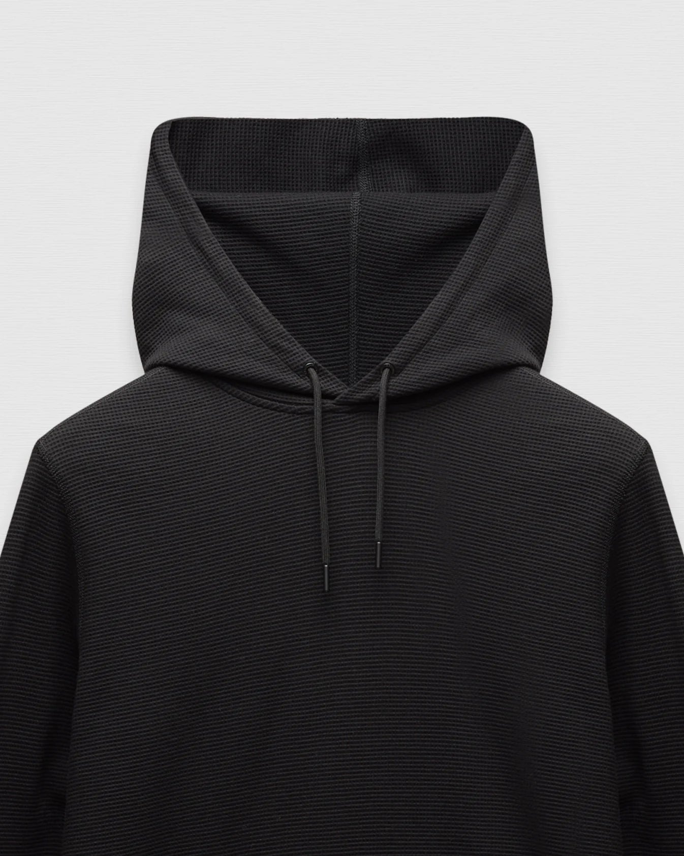 Lightweight Waffle Standard Fit Hoodie Black