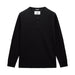 Black long-sleeve henley shirt on a light gray background