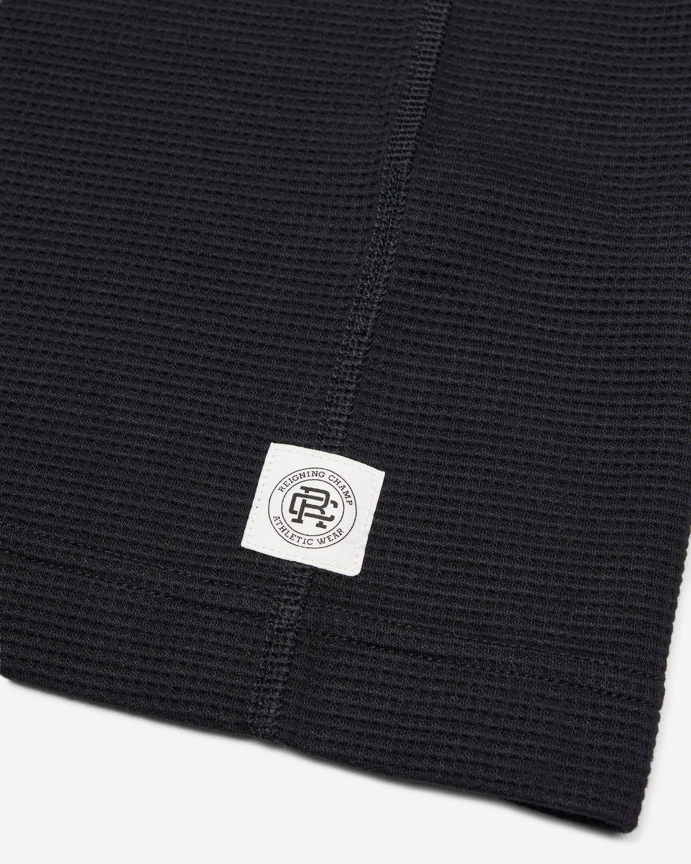Lightweight Waffle Standard Fit Henley - Black