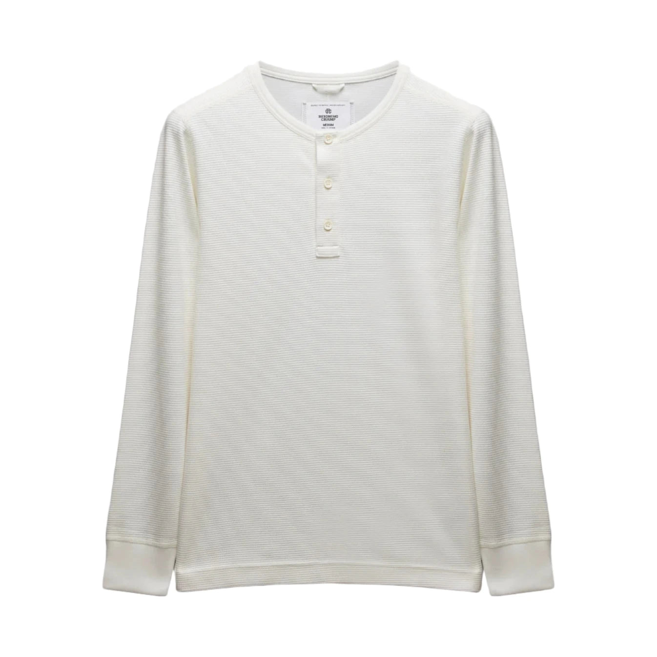 Lightweight Waffle Standard Fit Henley - Championship White