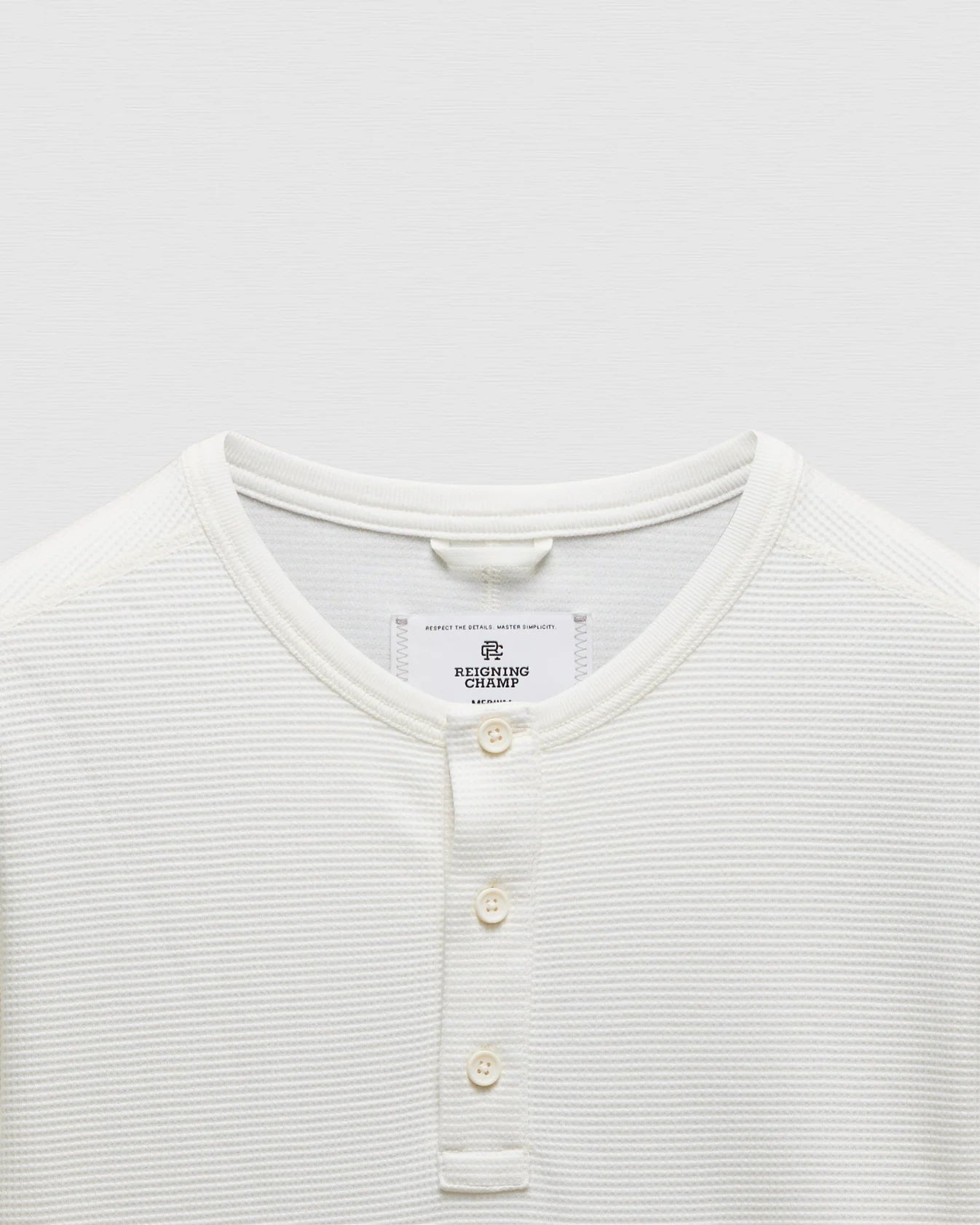 Lightweight Waffle Standard Fit Henley - Championship White