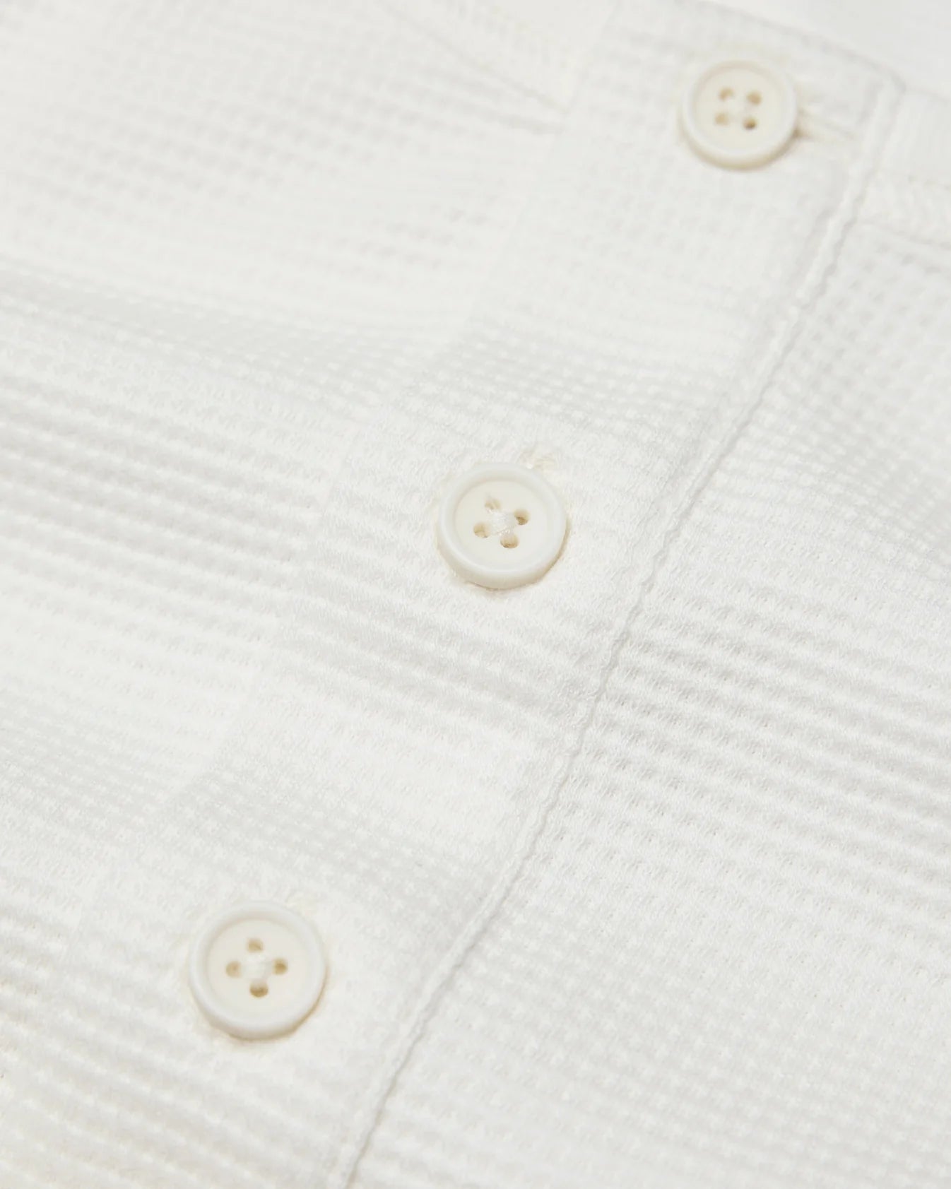 Lightweight Waffle Standard Fit Henley - Championship White