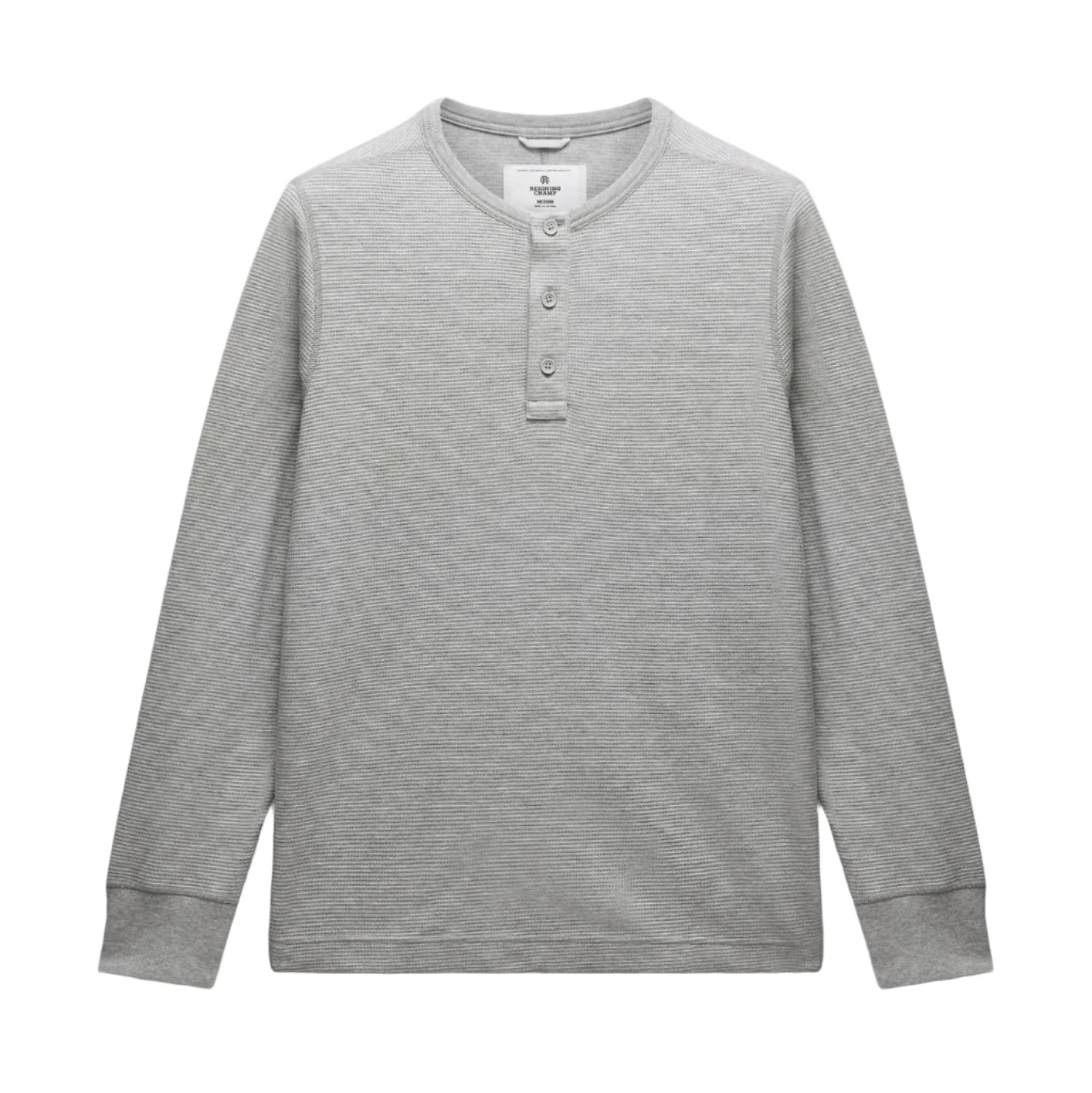 Lightweight Waffle Standard Fit Henley - Heather Grey