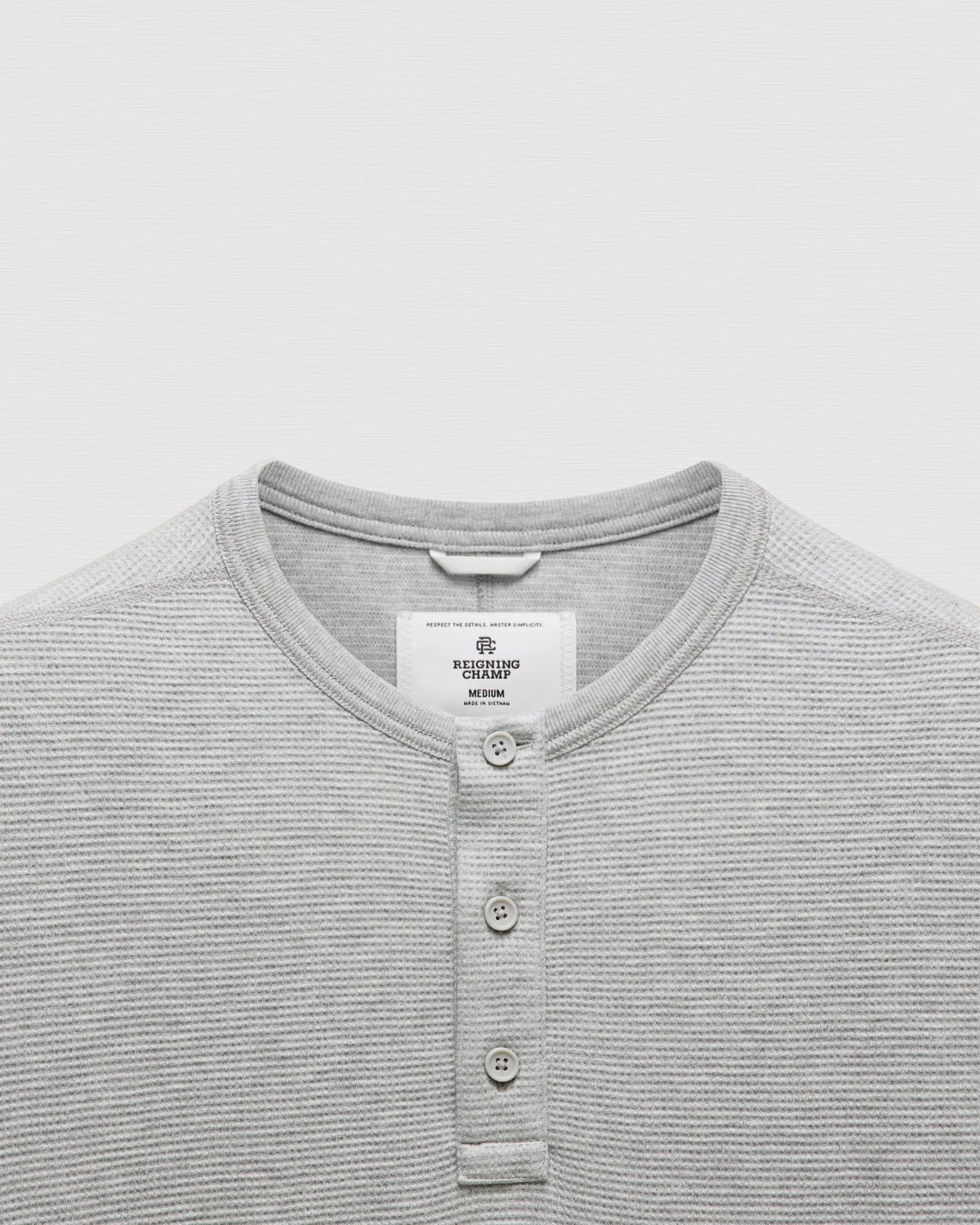 Lightweight Waffle Standard Fit Henley - Heather Grey