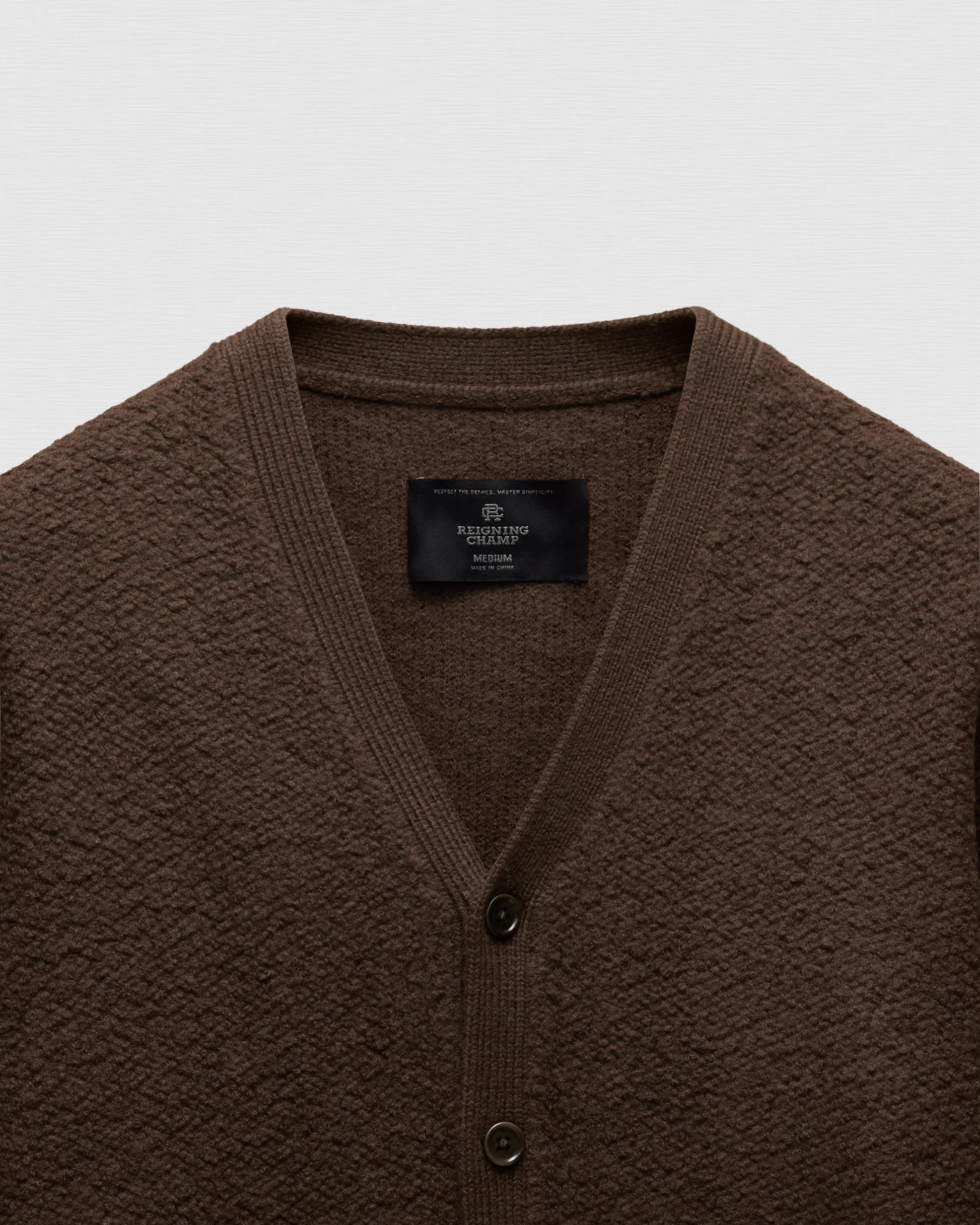 Textured Boucle Turf Cardigan Coffee