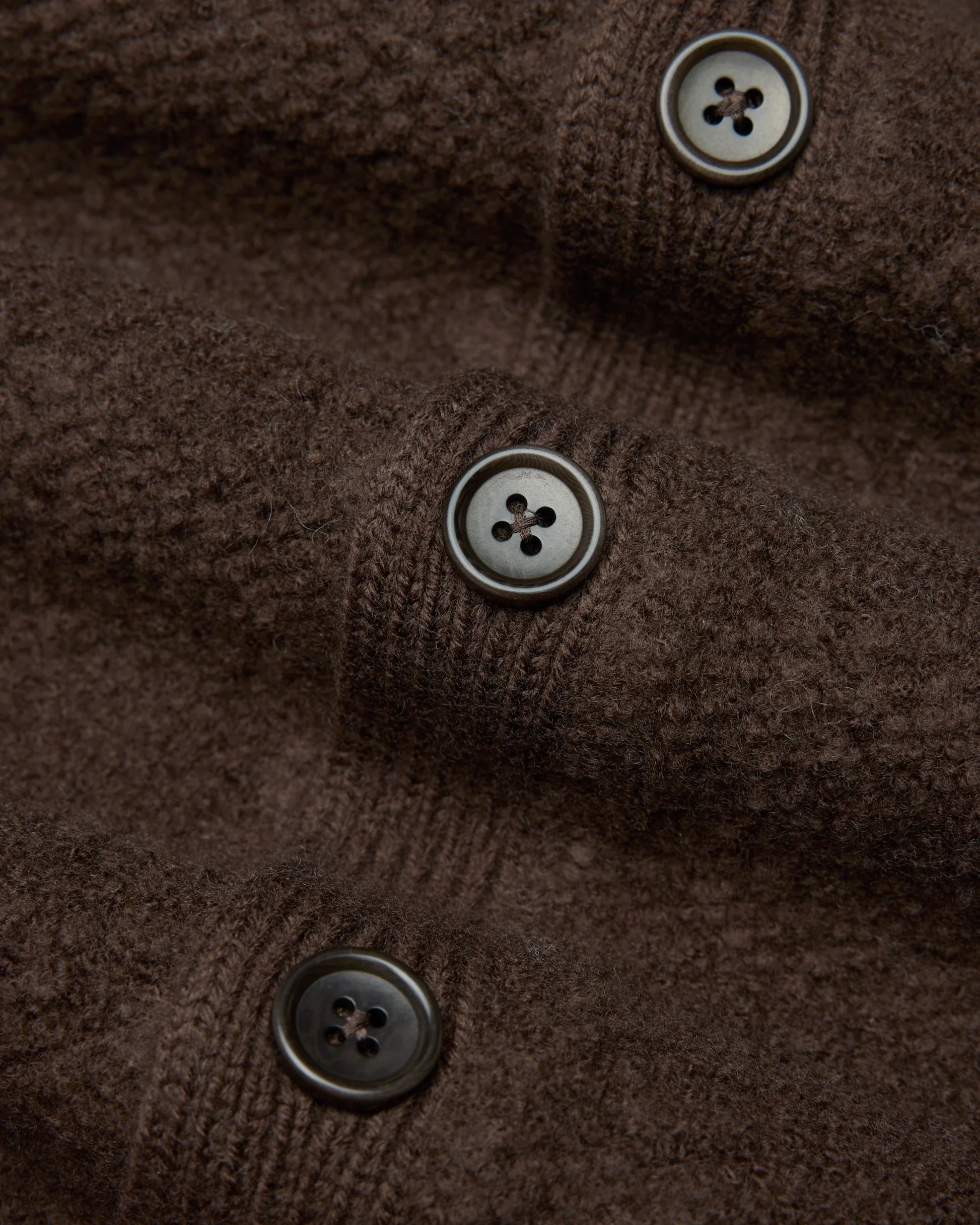 Textured Boucle Turf Cardigan Coffee