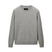 A light gray crewneck sweater with long sleeves, shown flat against a light gray background.