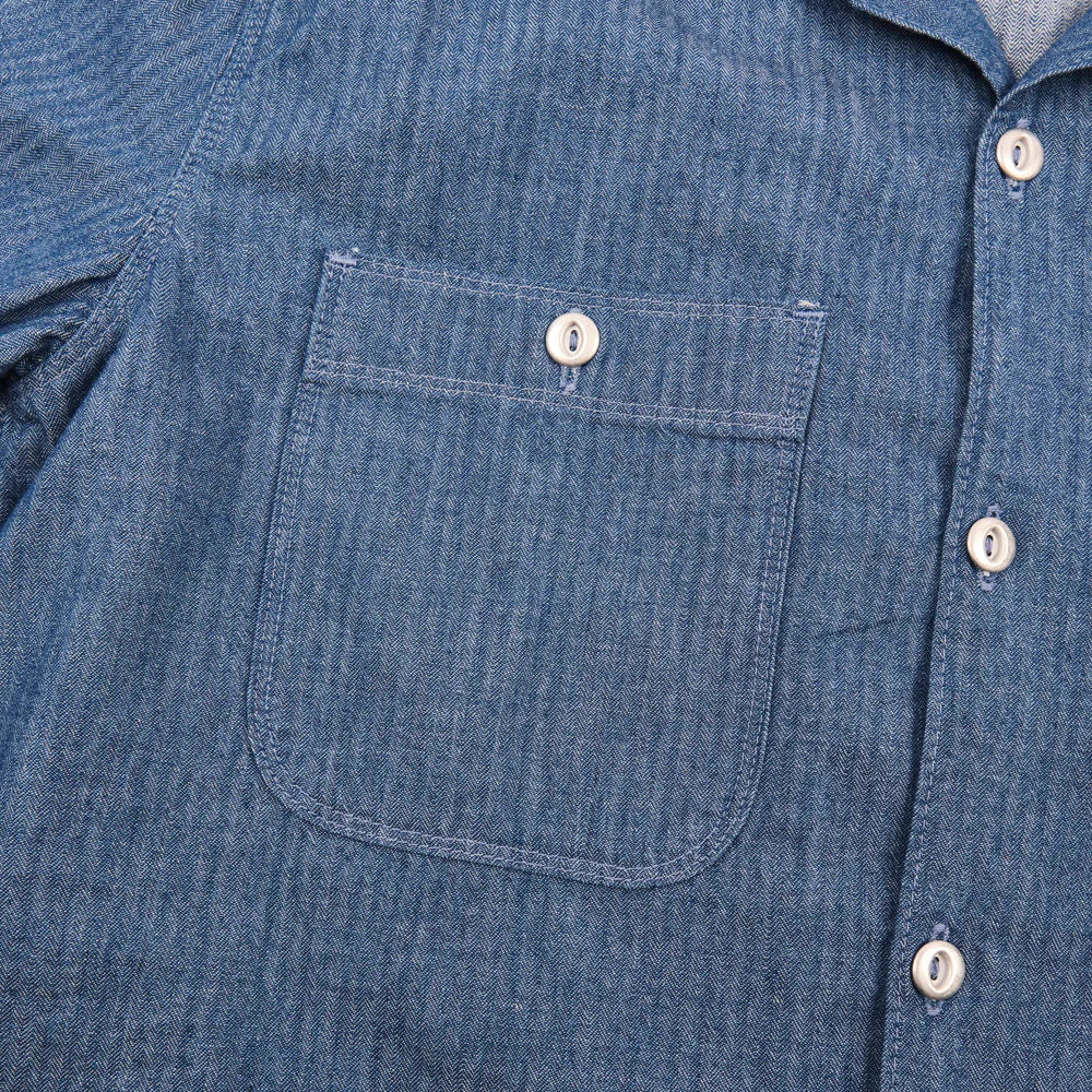 Dayton 5oz Short Sleeve Blue Herringbone