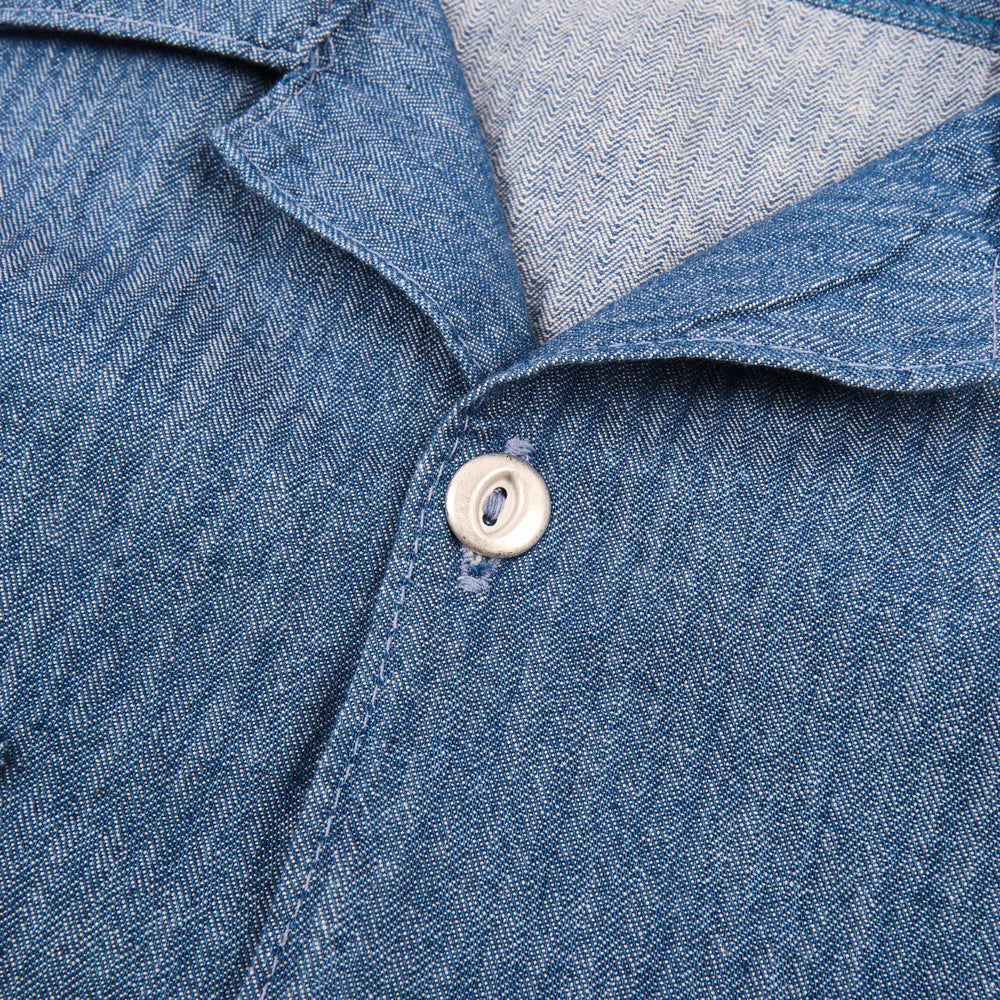 Dayton 5oz Short Sleeve Blue Herringbone