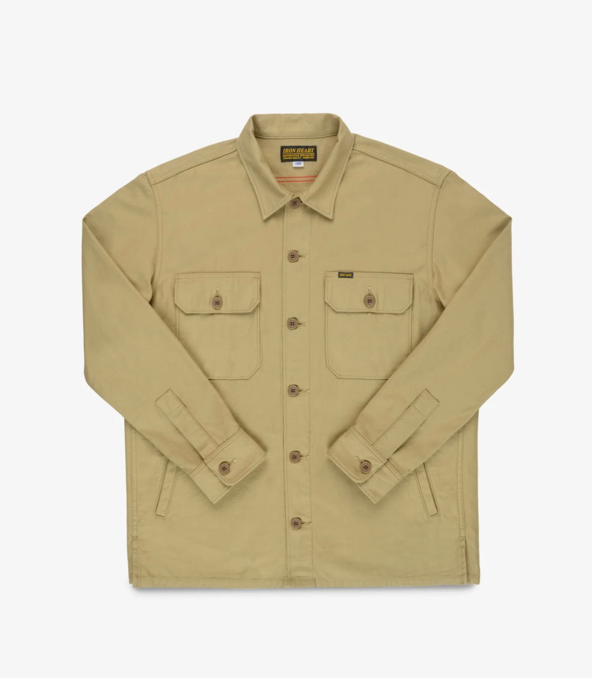 IHSH-451-KHA 9oz Cotton Sateen Military CPO Shirt - Khaki