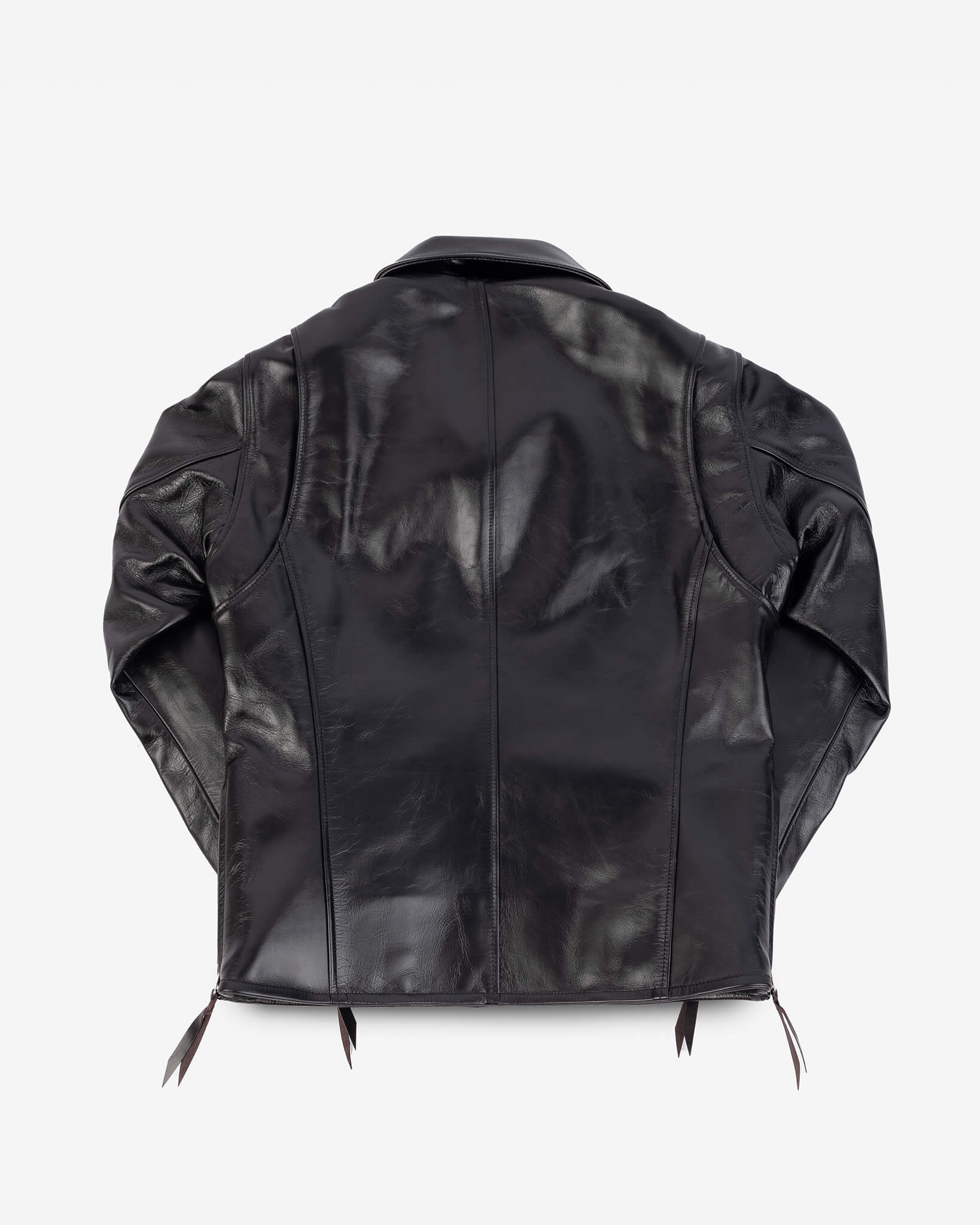 IHJ-54-BLK Japanese Horsehide Rider’s Jacket with Collar Black (Tea-Core Dyed)