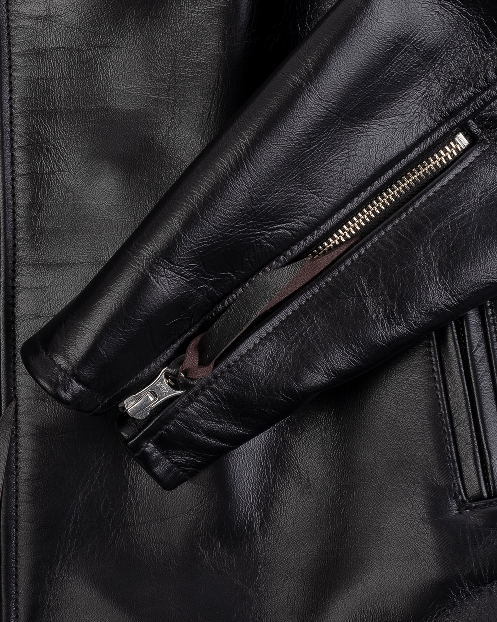 IHJ-54-BLK Japanese Horsehide Rider’s Jacket with Collar Black (Tea-Core Dyed)