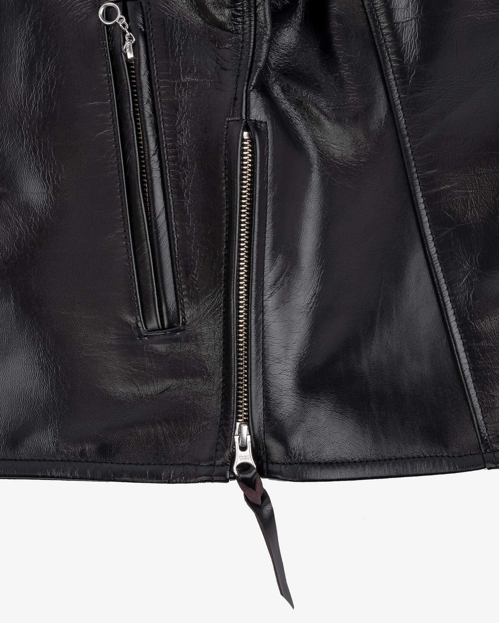 IHJ-54-BLK Japanese Horsehide Rider’s Jacket with Collar Black (Tea-Core Dyed)