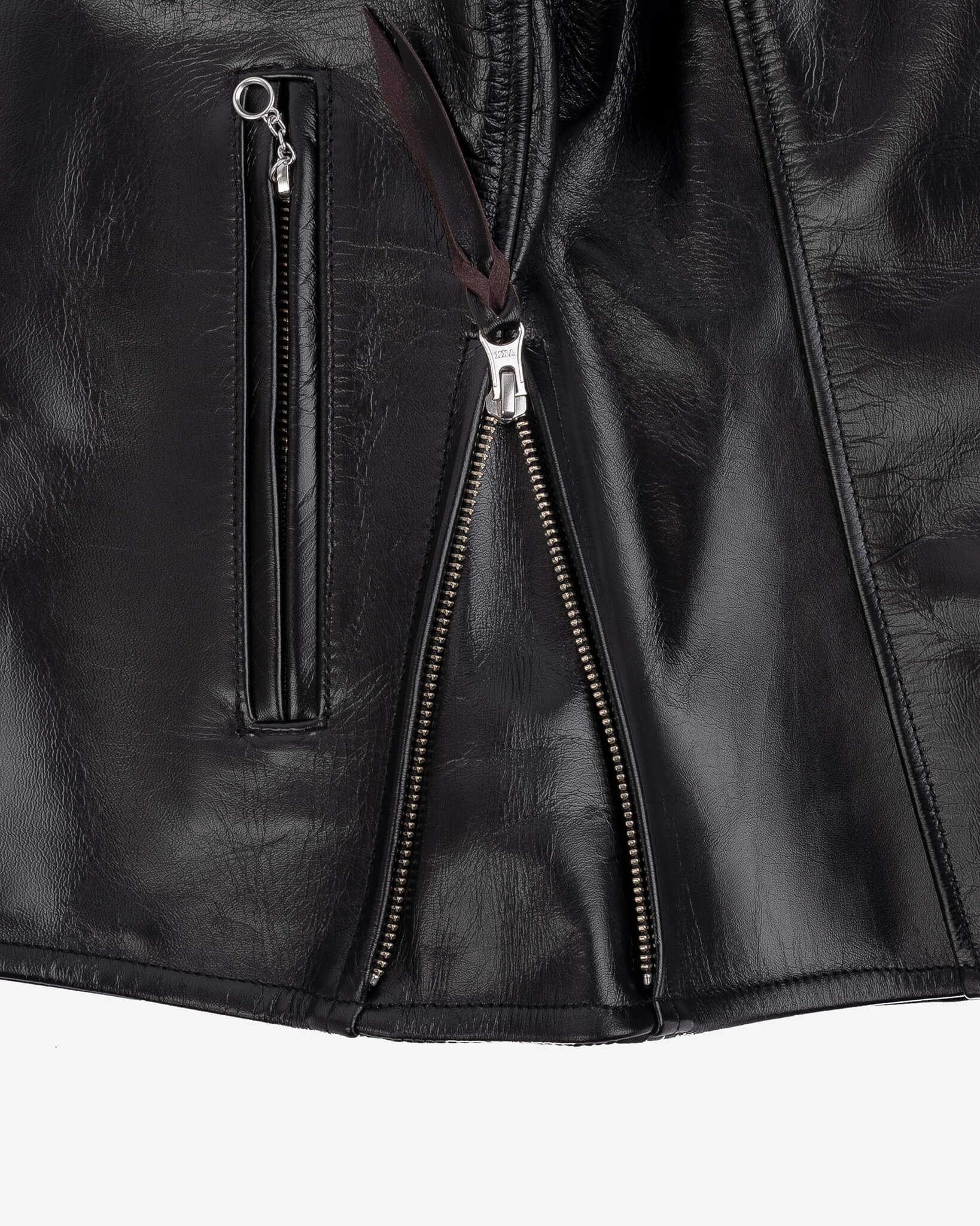 IHJ-54-BLK Japanese Horsehide Rider’s Jacket with Collar Black (Tea-Core Dyed)