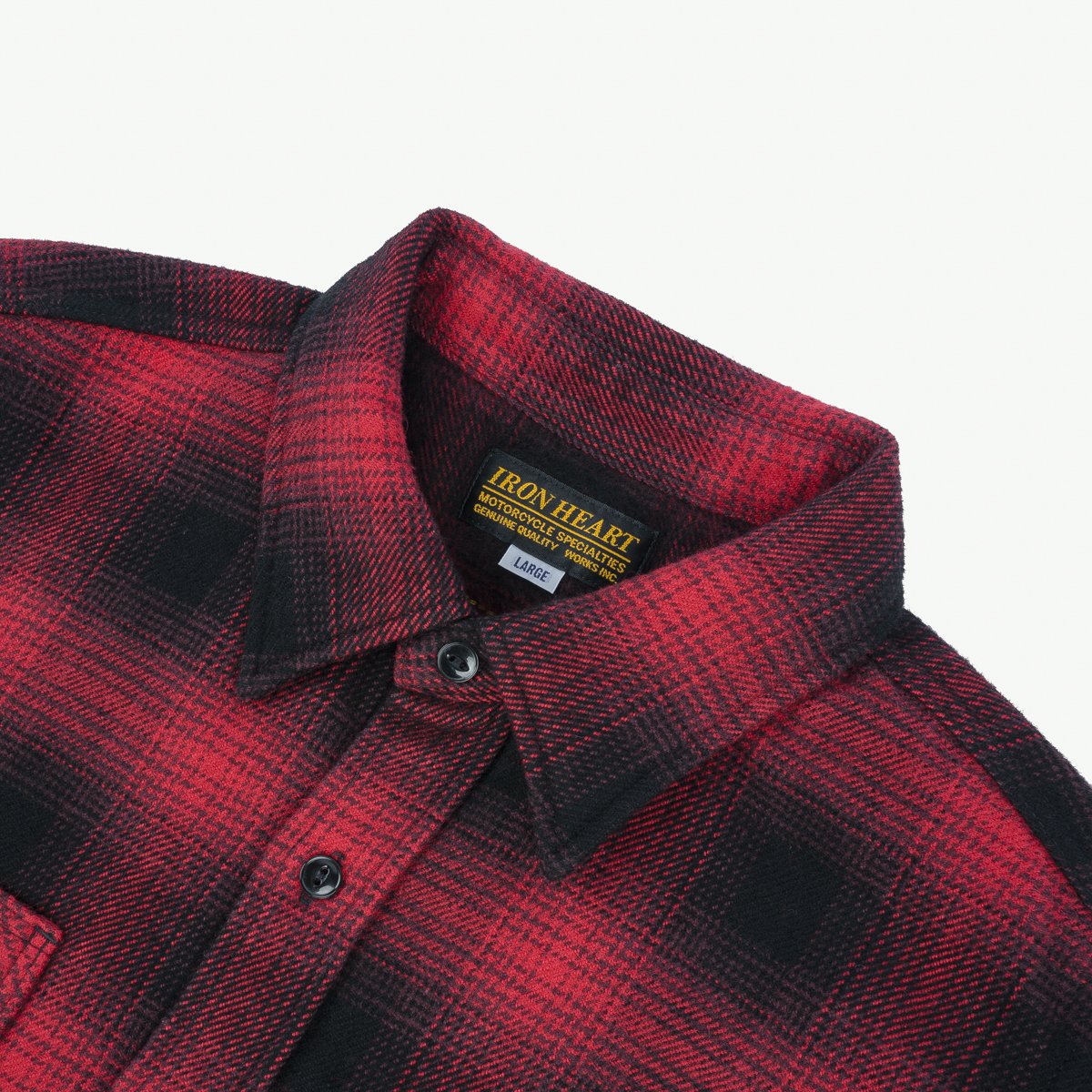 IHSH-265-RED Ultra Heavy Flannel Ombré Check Work Shirt Red/Black