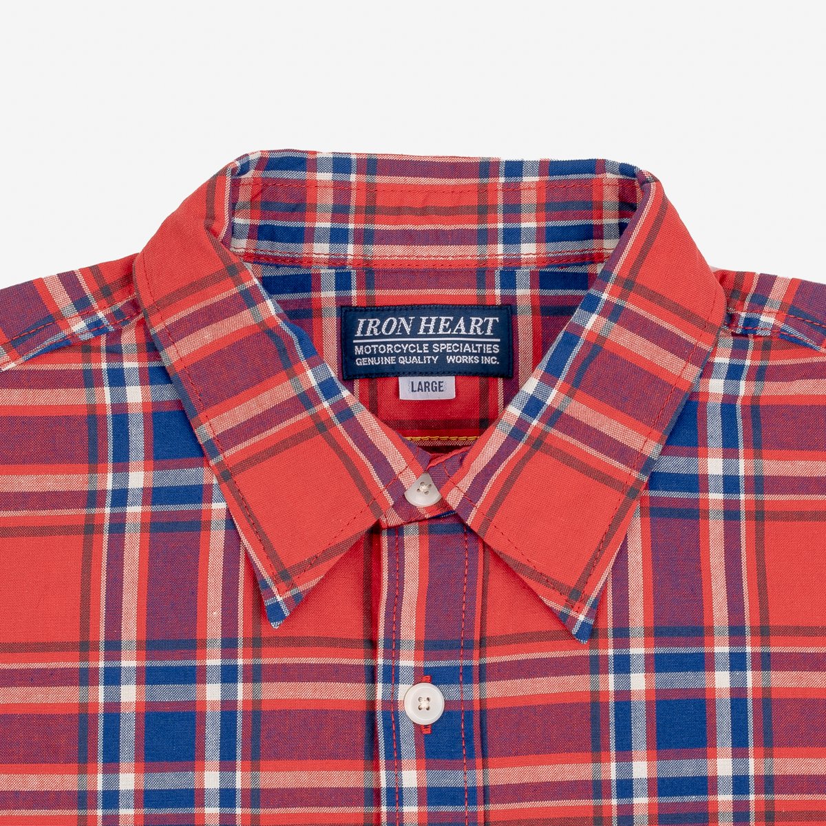 IHSH-360-RED 5oz Selvedge Madras Check Short Sleeve Red