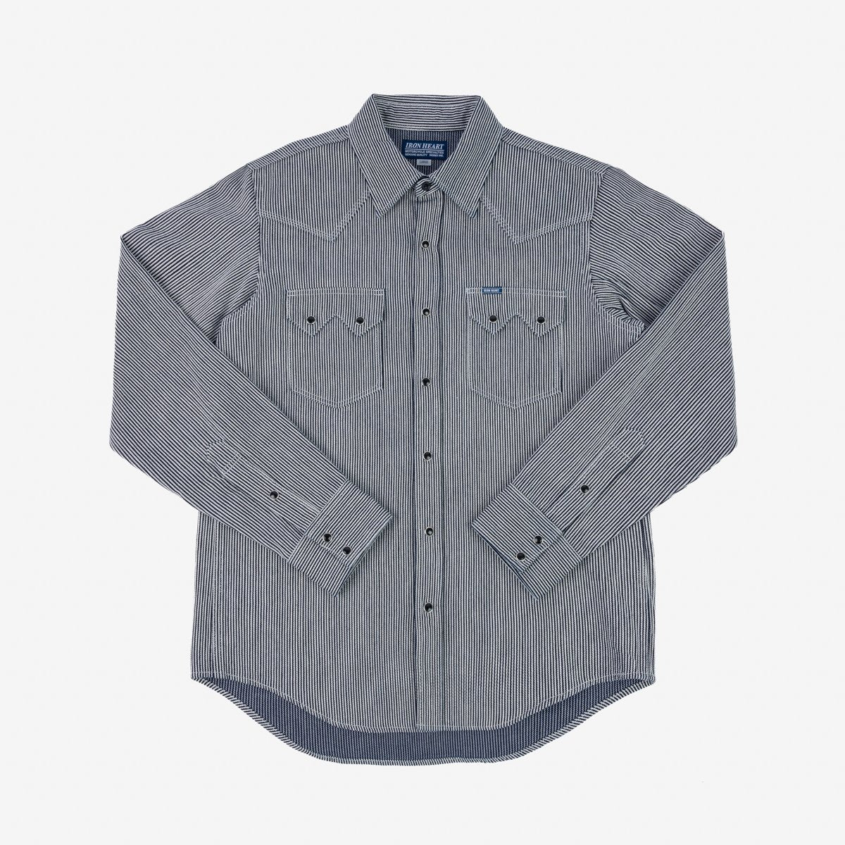IHSH-365-IND Herringbone Hickory Stripe Sawtooth Western Shirt Indigo —  Brooklyn Clothing